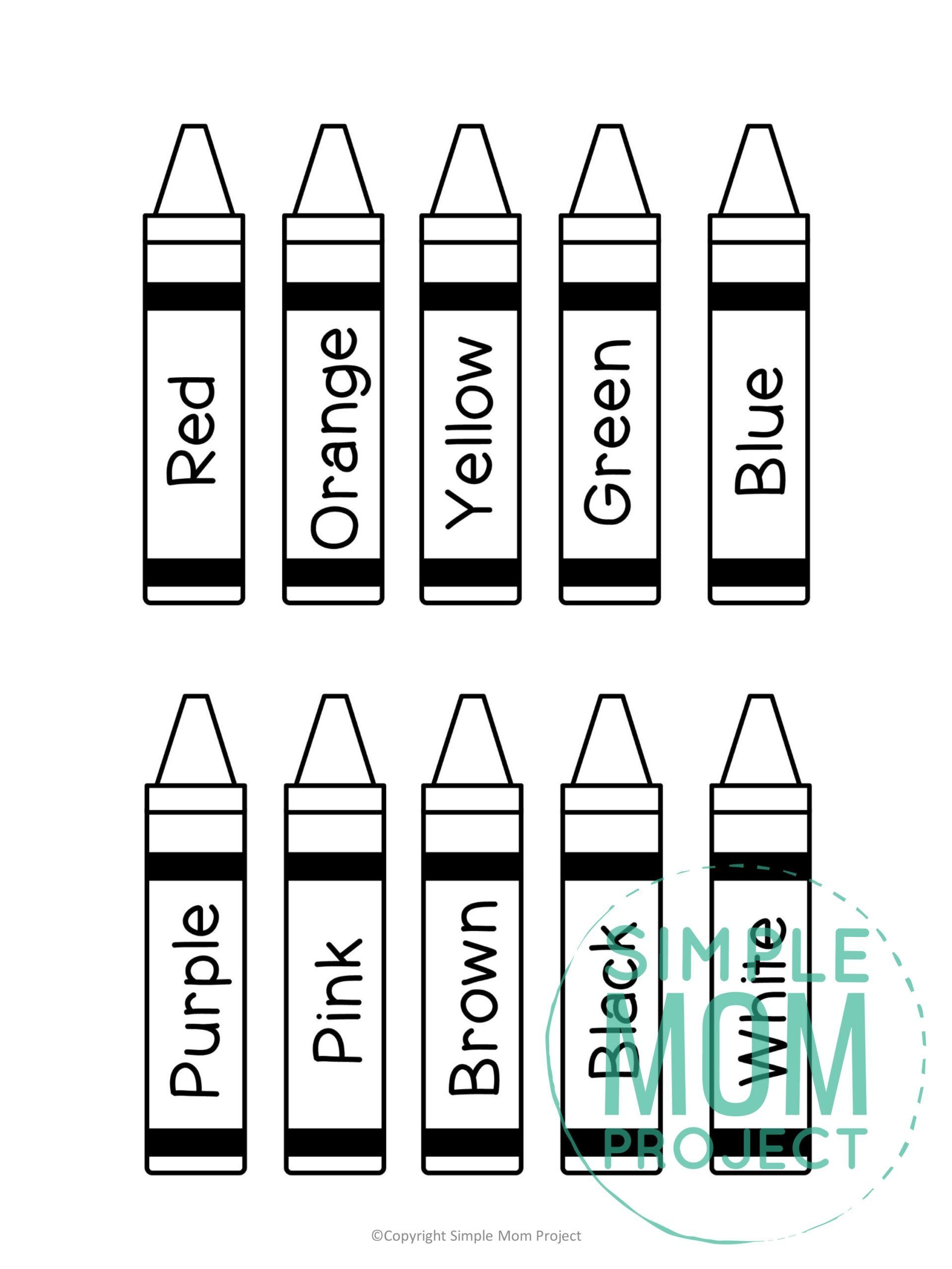Free Printable Crayons Template Color Worksheets For Preschool Crayon Template Back To School Crafts