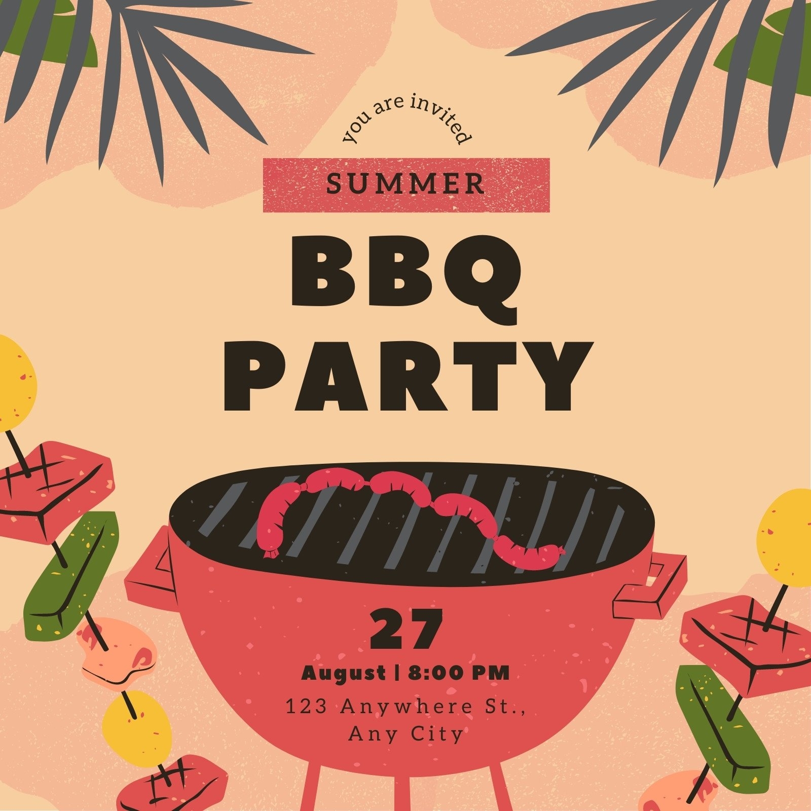 Free Printable Customizable BBQ Invitation Templates Canva