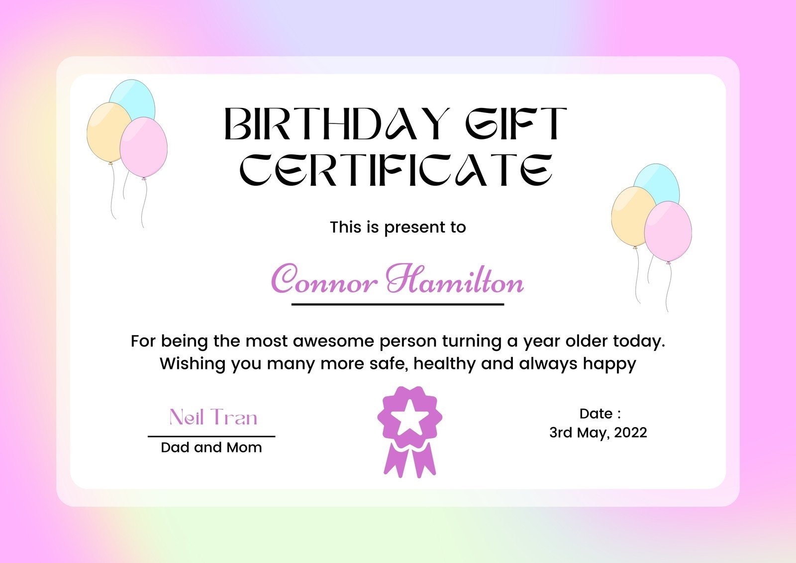 Free Printable Customizable Birthday Certificate Templates Canva