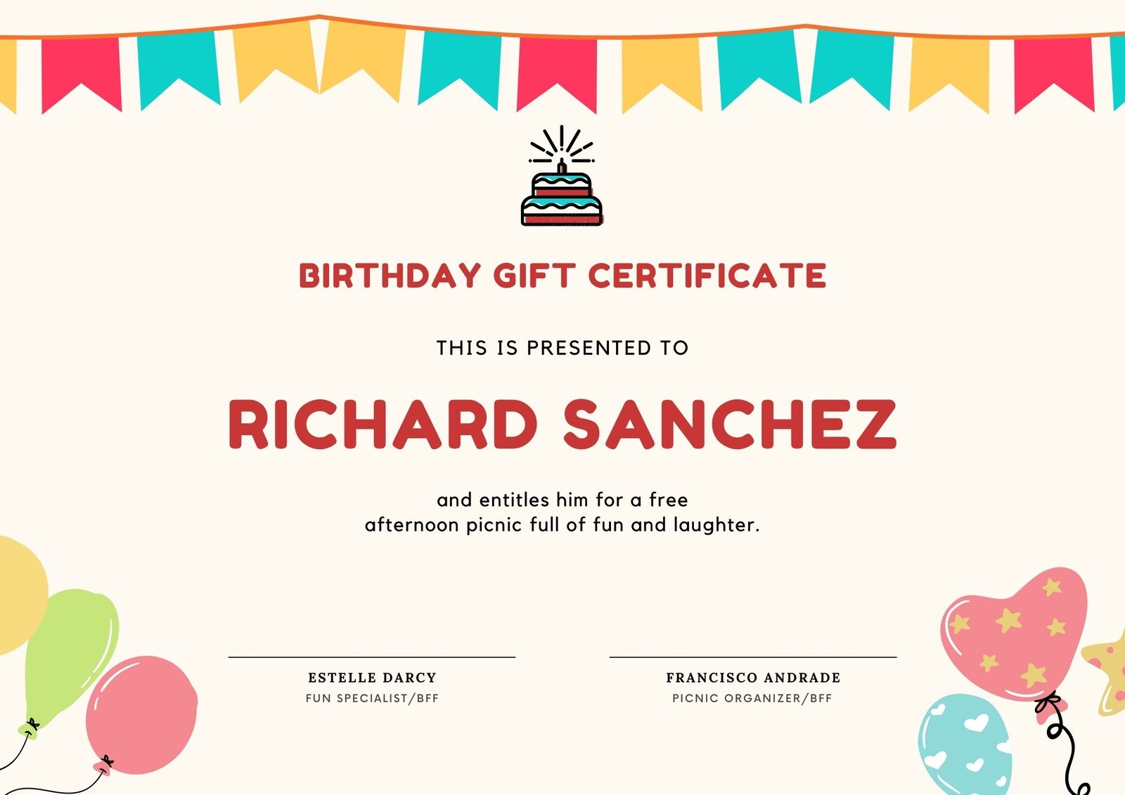 Free Printable Birthday Certificates Template
