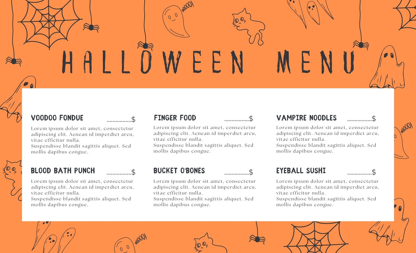 Free Printable Halloween Menu Templates