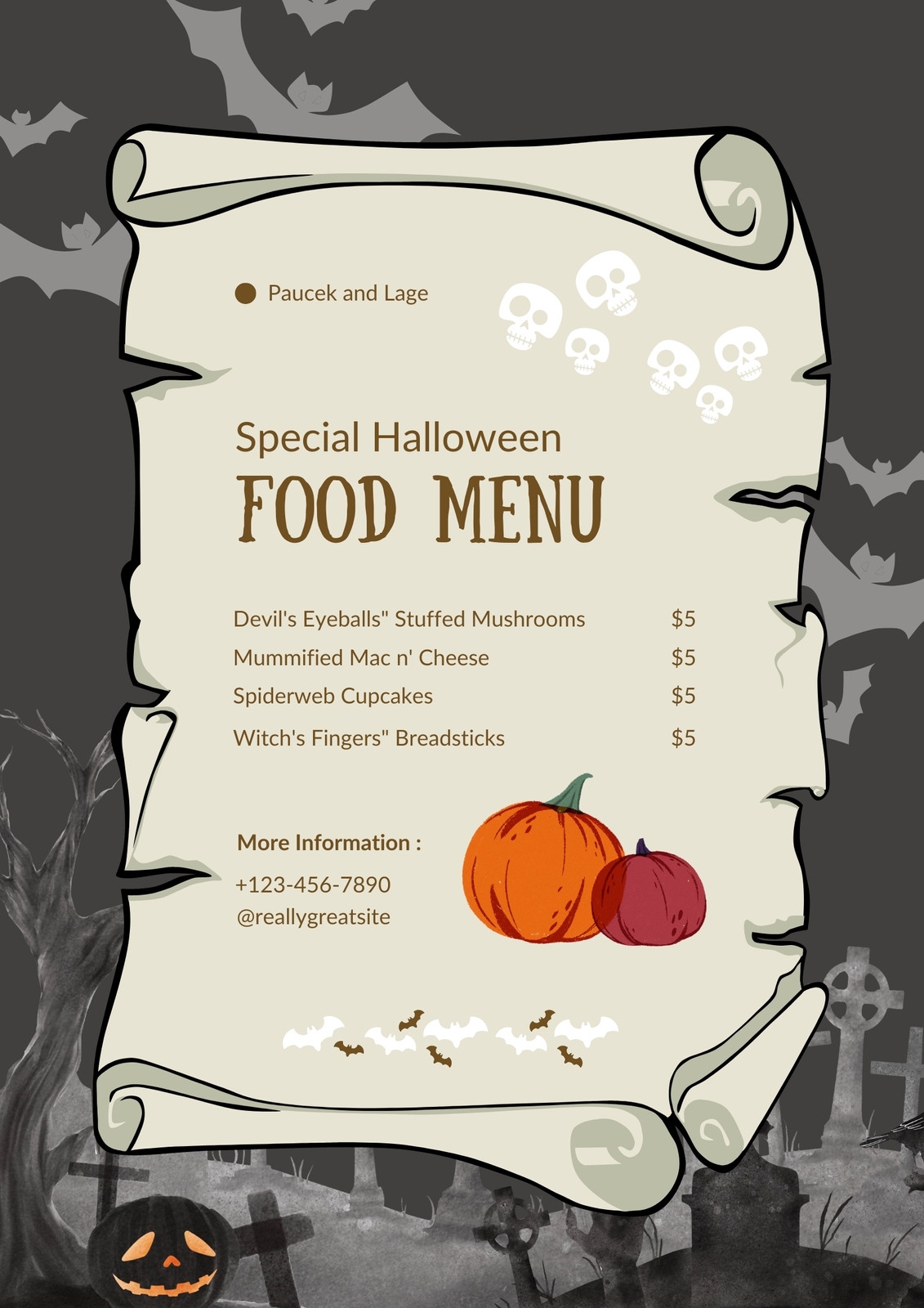 Free Printable Customizable Halloween Menu Templates Canva