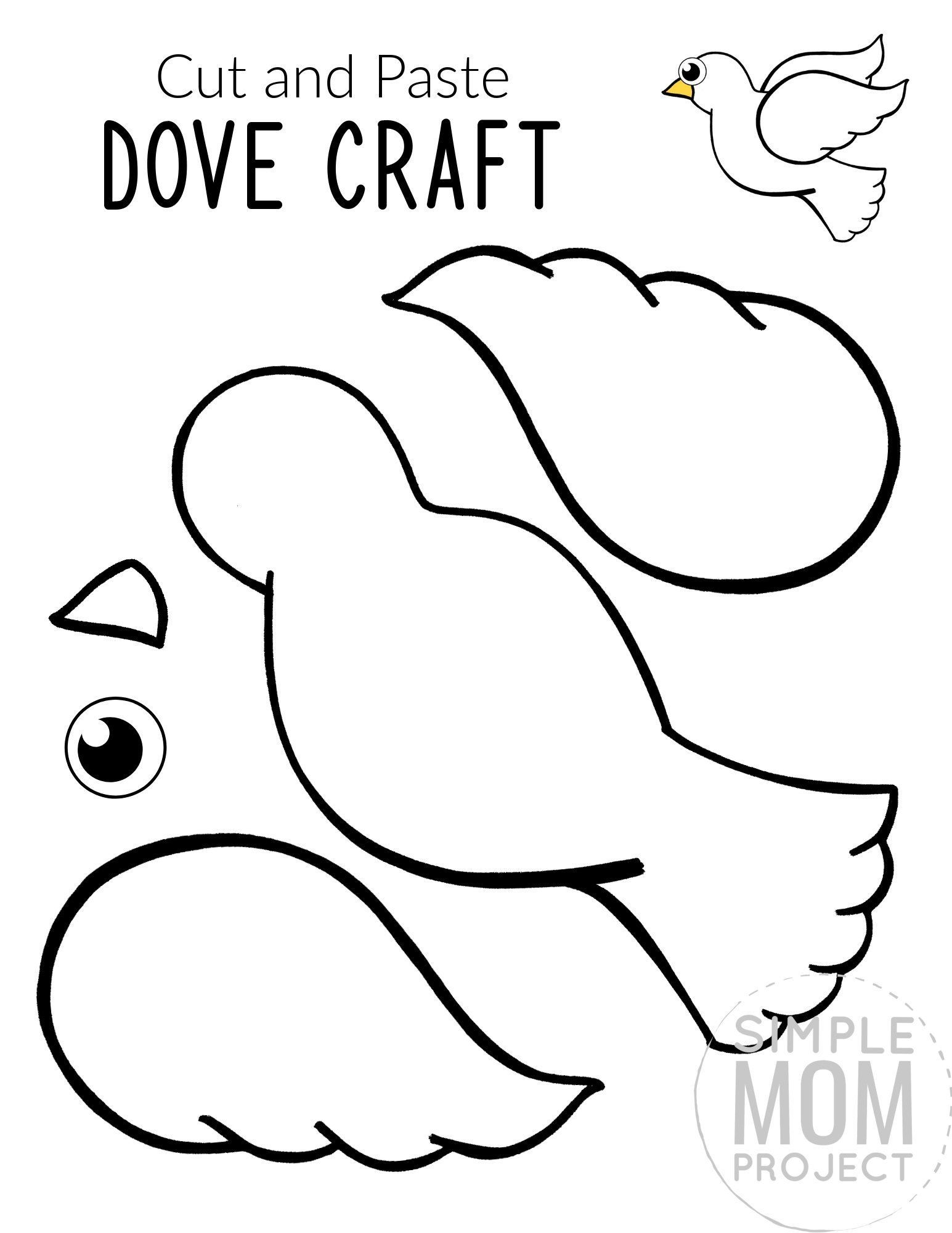 Free Printable Cut And Paste Dove Craft For Kids With Dove Template Bird Crafts Crafts For Kids Sunday School Crafts