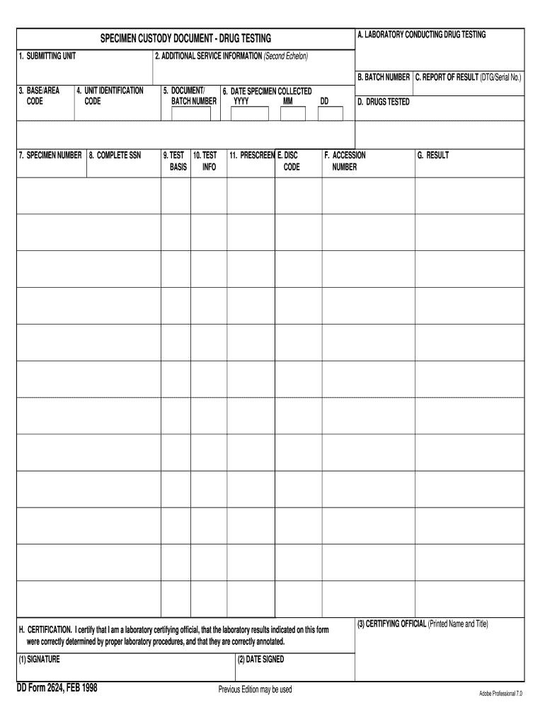 Printable Drug Test Form Template