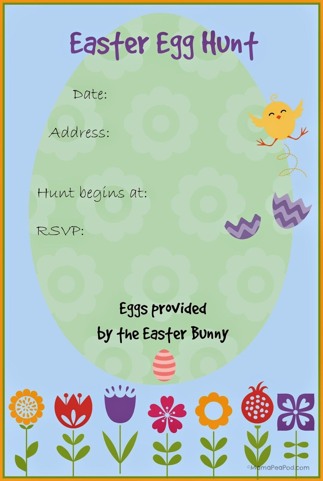 Free Printable Easter Egg Hunt Invitation Easter Party Invite Easter Printables Free Easter Invitations