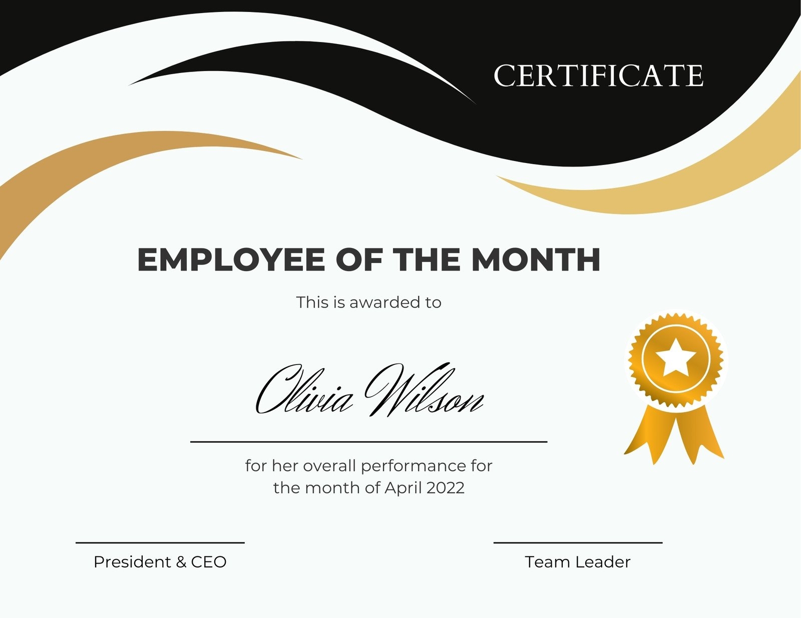 Free Printable Employee Of The Month Certificate Templates Canva