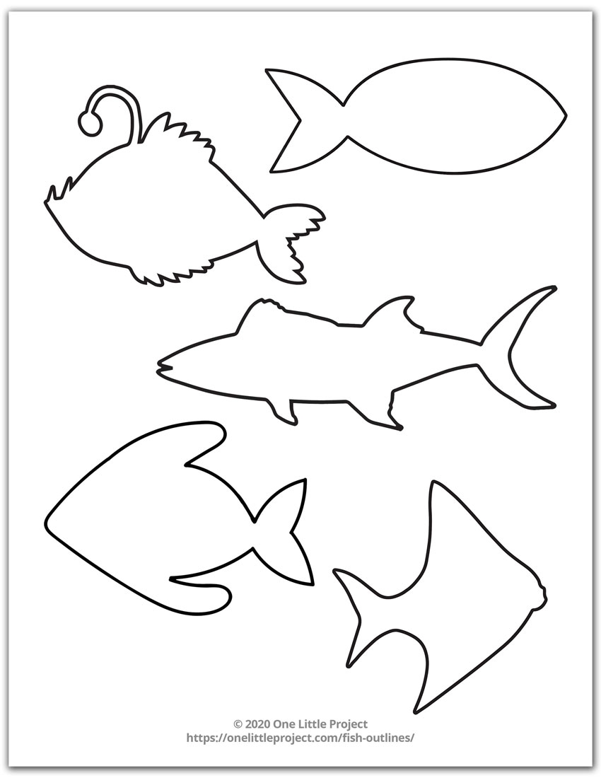 Free Printable Fish Outline Pages Fish Templates One Little Project