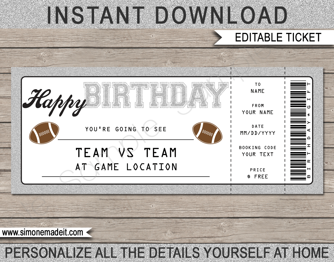 Free Printable Football Ticket Template