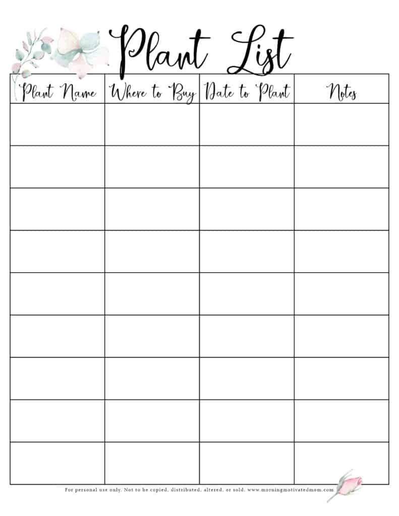 Printable Garden Planner Template