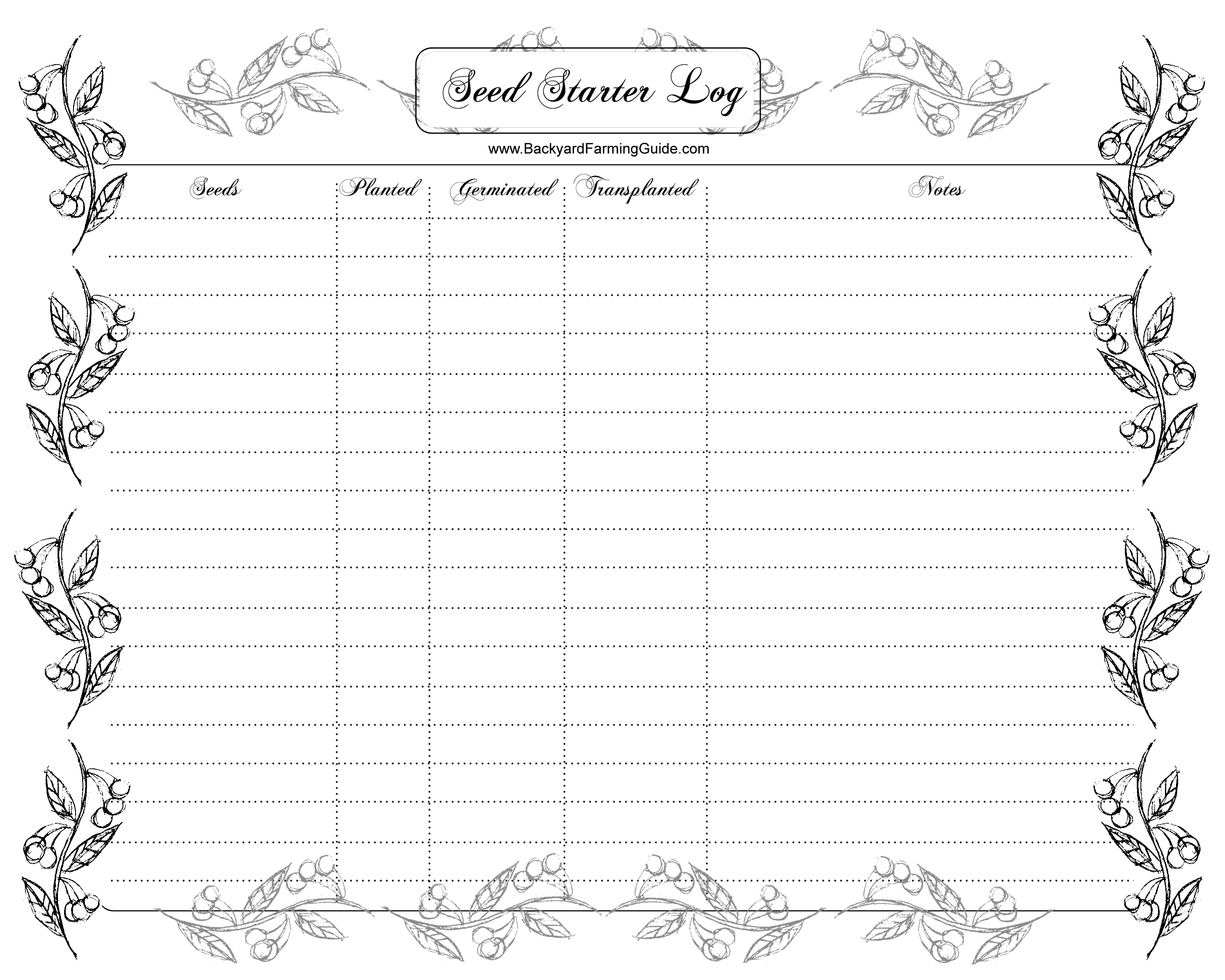 Free Printable Garden Journal Template