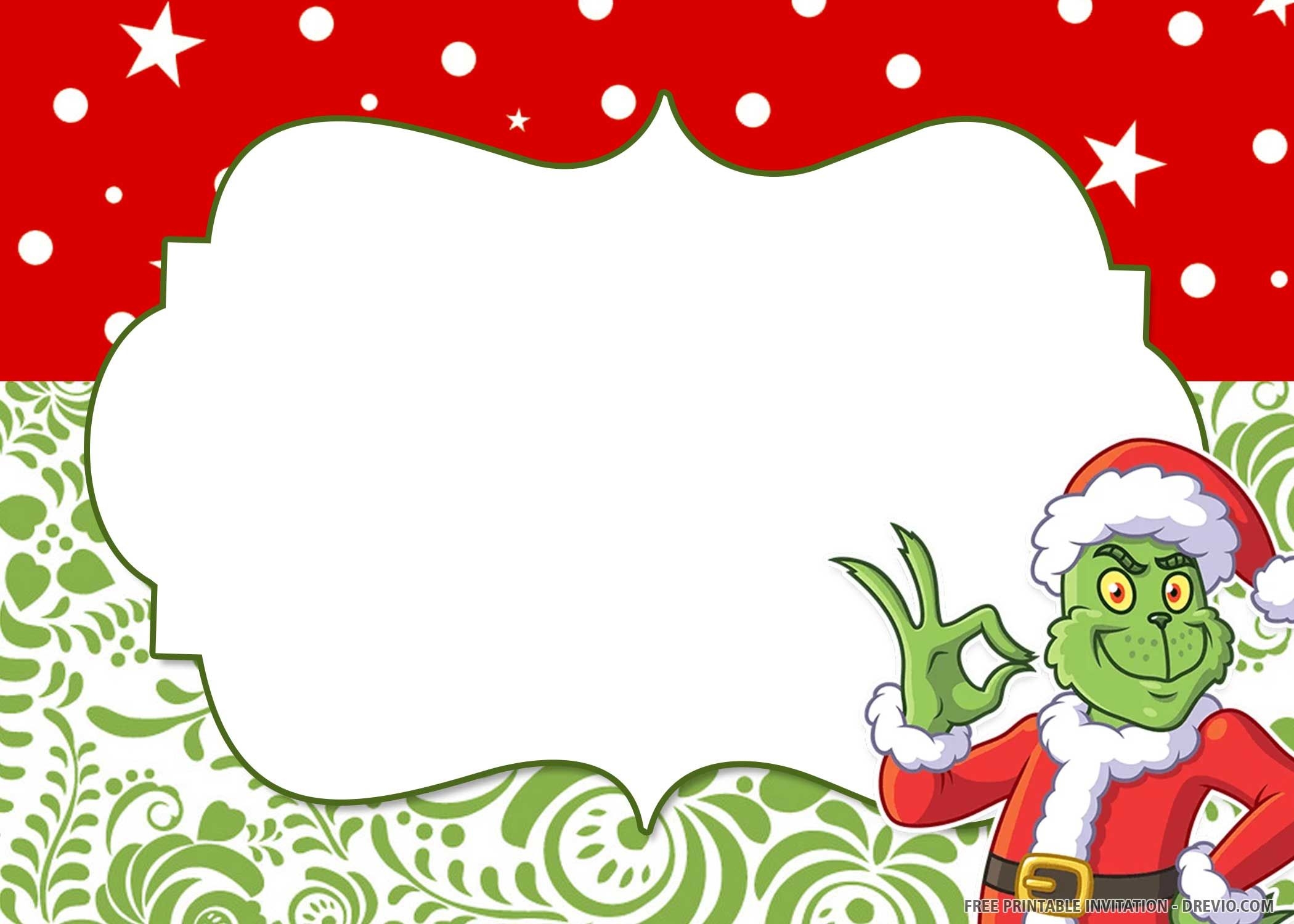 FREE PRINTABLE Grinch Birthday Invitation Templates Christmas Invitations Template Grinch Christmas Party Christmas Party Invitations Free
