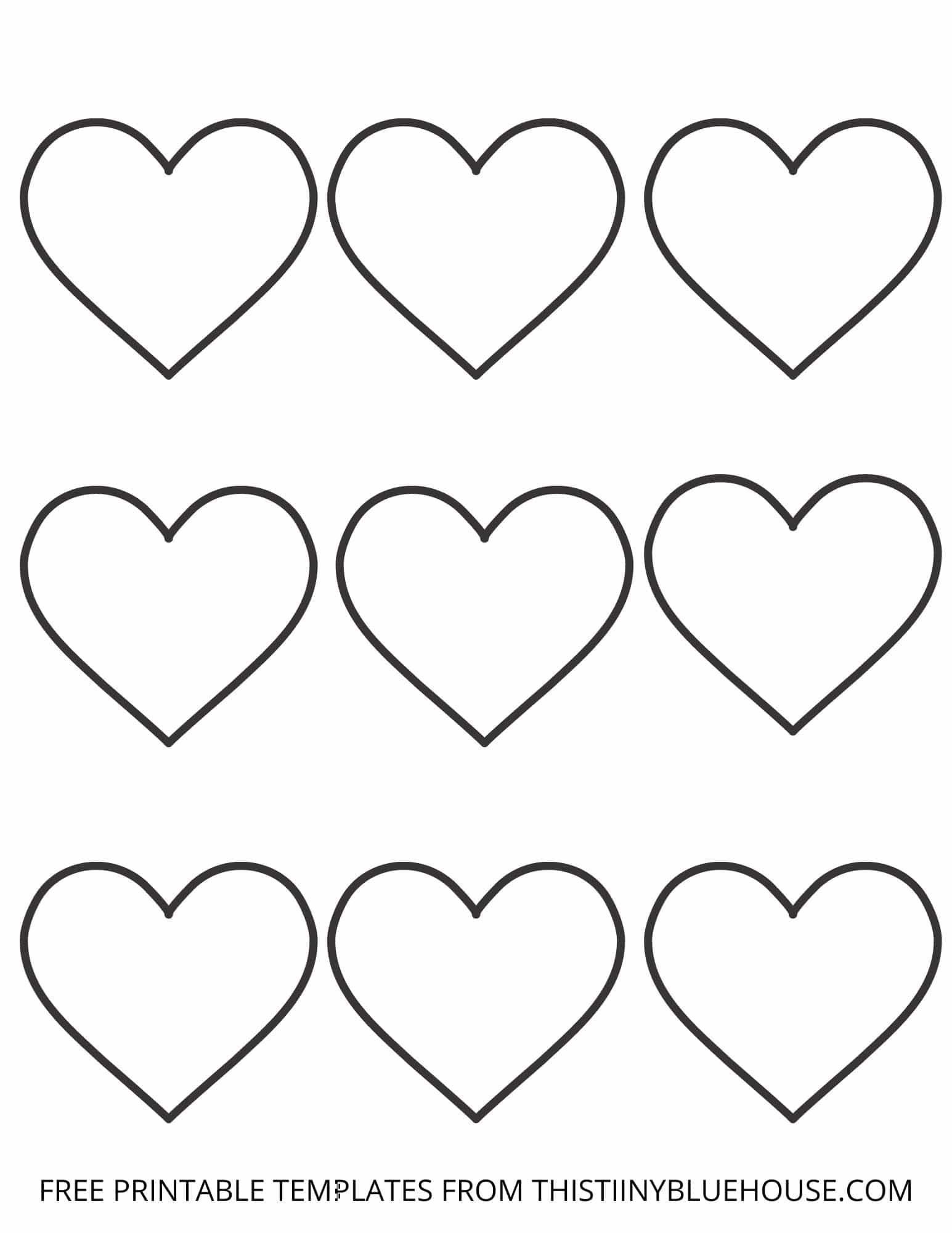 Free Printable Heart Template 6 Sizes Of Heart Outlines Small Medium Large Heart Shapes Template Heart Template Printable Heart Template