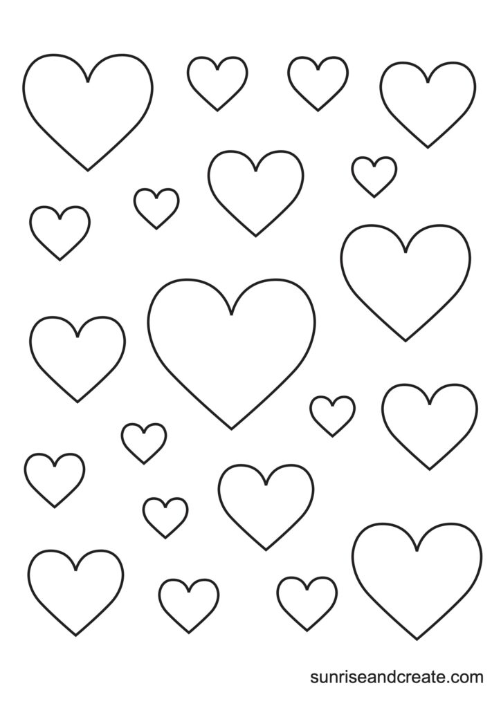 Free Printable Heart Templates Different Sizes Colored Hearts 