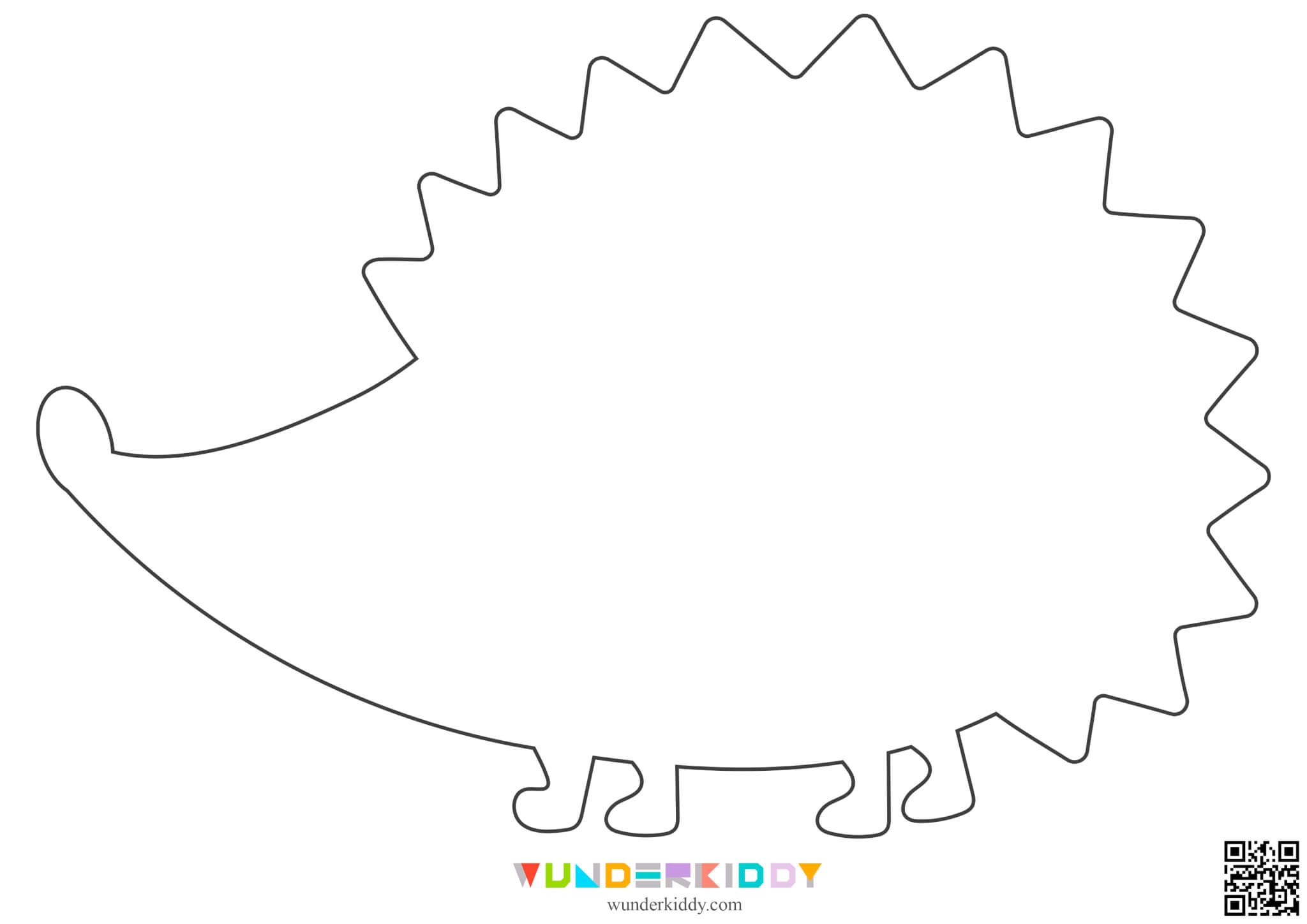 Printable Outline Hedgehog Template