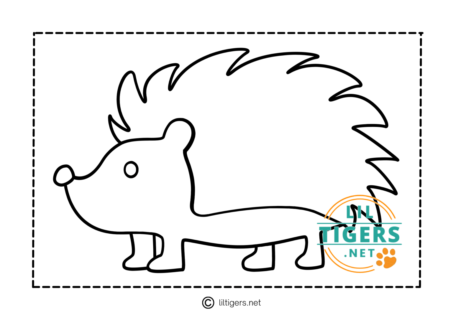 Printable Outline Hedgehog Template