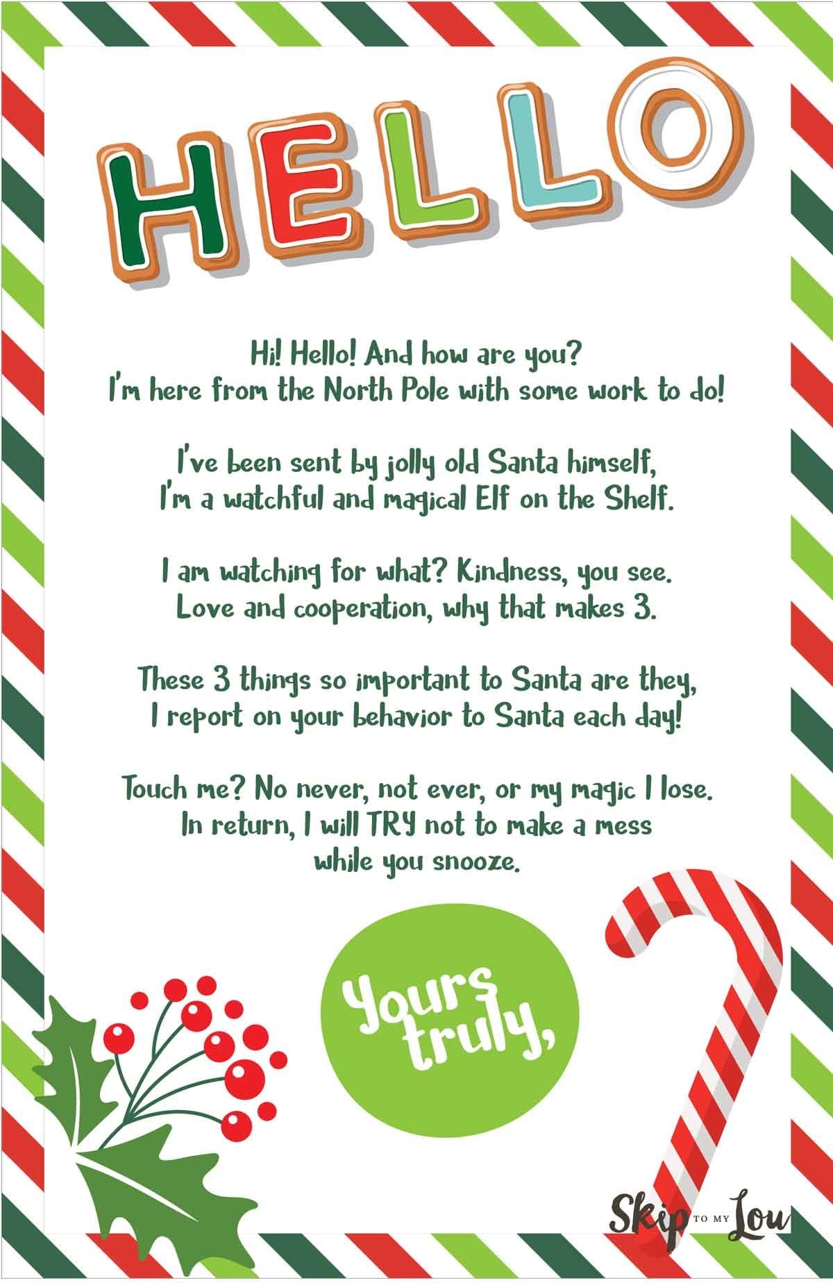 Free Printable Elf On Shelf Letter Template