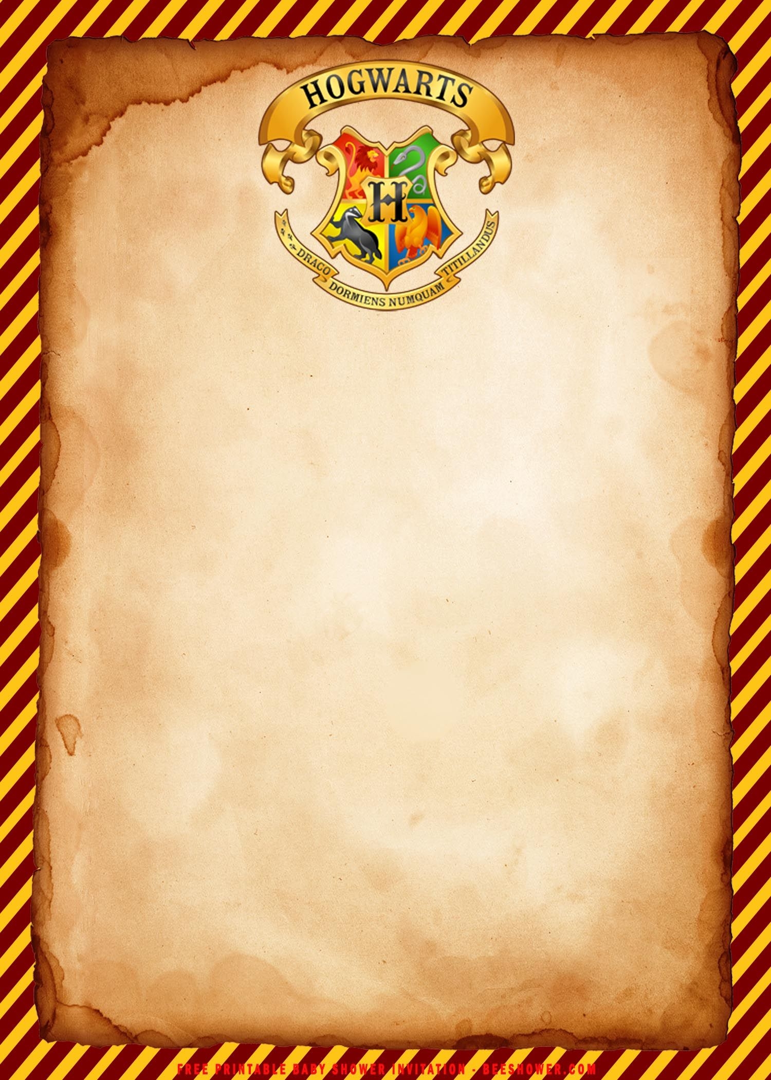 FREE Printable Hogwarts Baby Shower Invitation Templates Harry Potter Invitations Harry Potter Birthday Party Harry Potter Theme Birthday