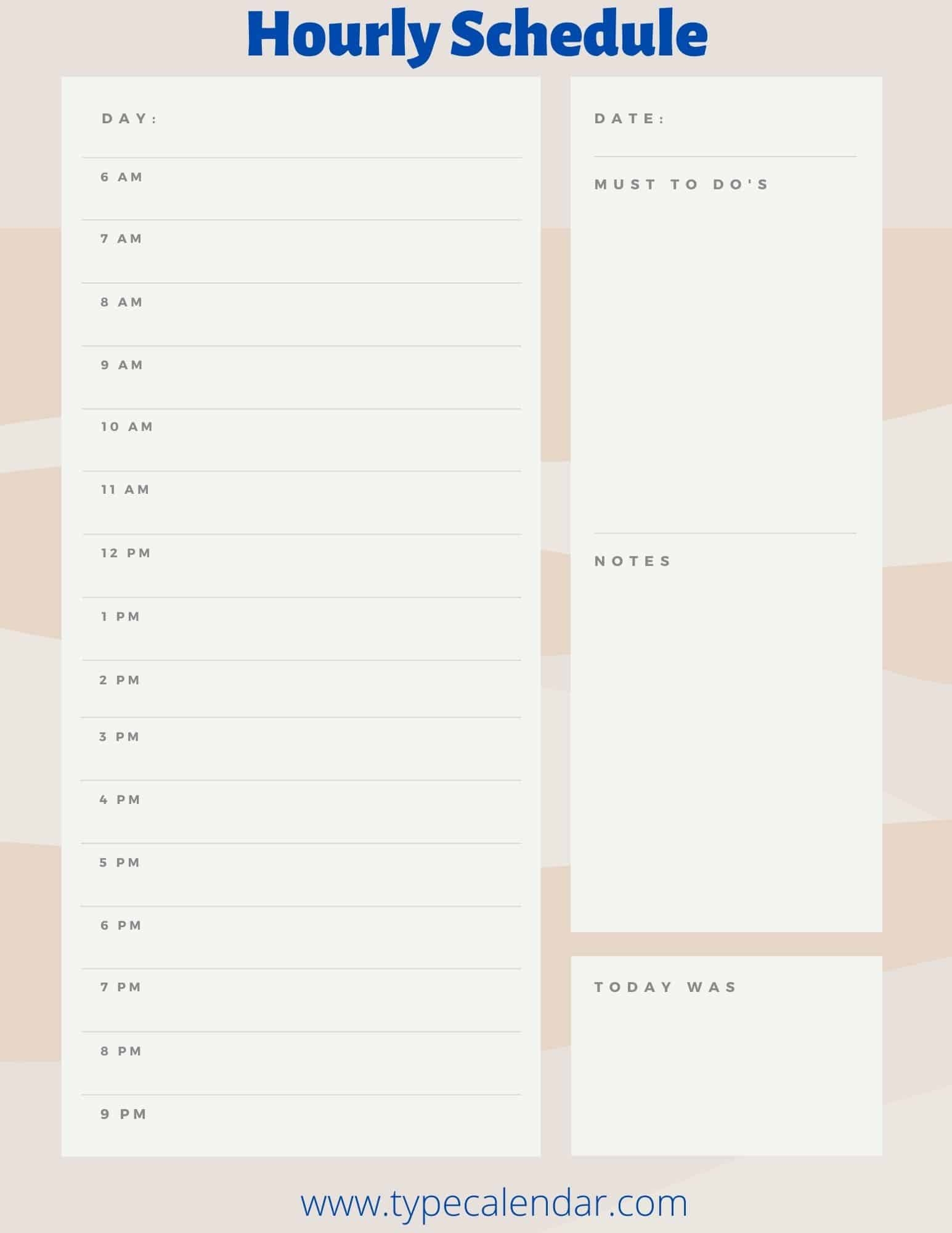Free Printable Hourly Planner Template