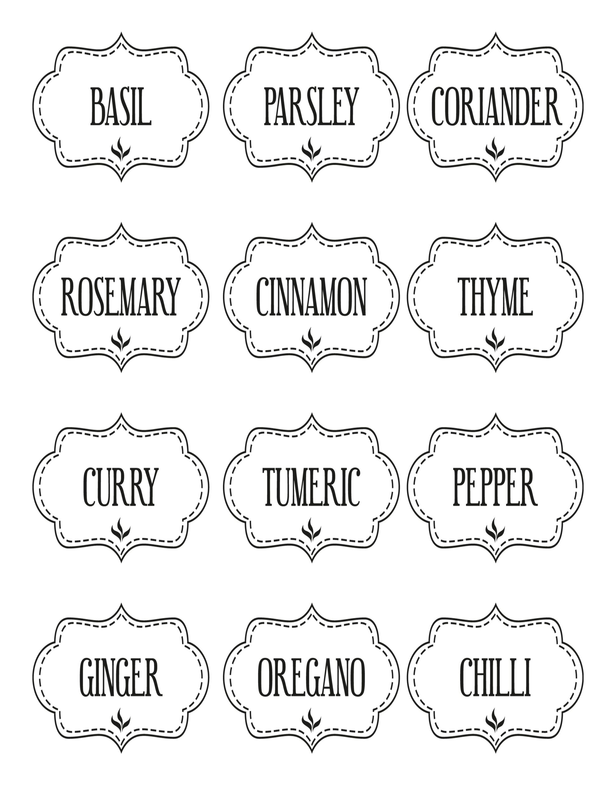 Printable Spice Label Template