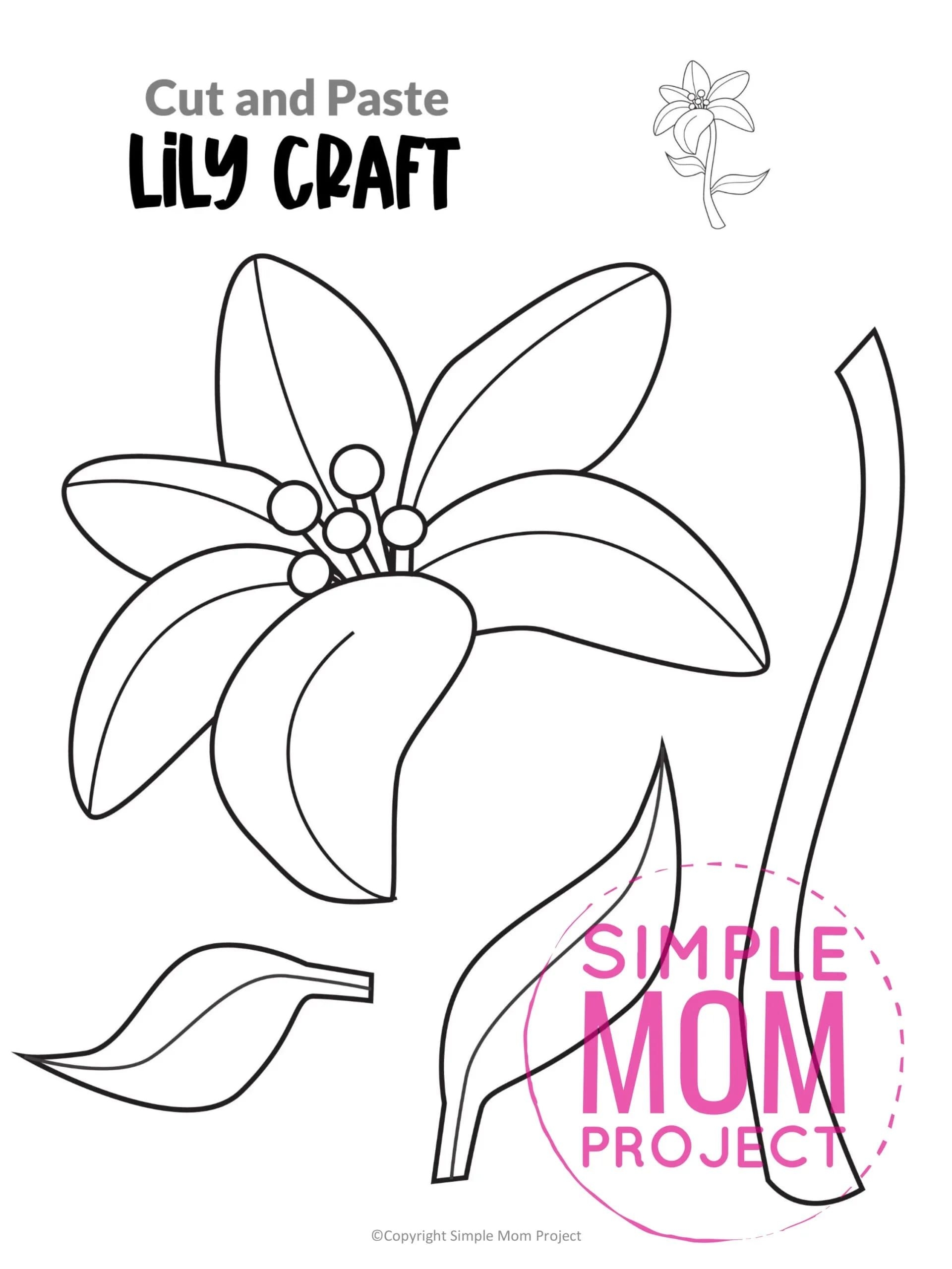 Free Printable Lily Craft Template Spring Flower Crafts Flower Templates Printable Free Lilies Drawing