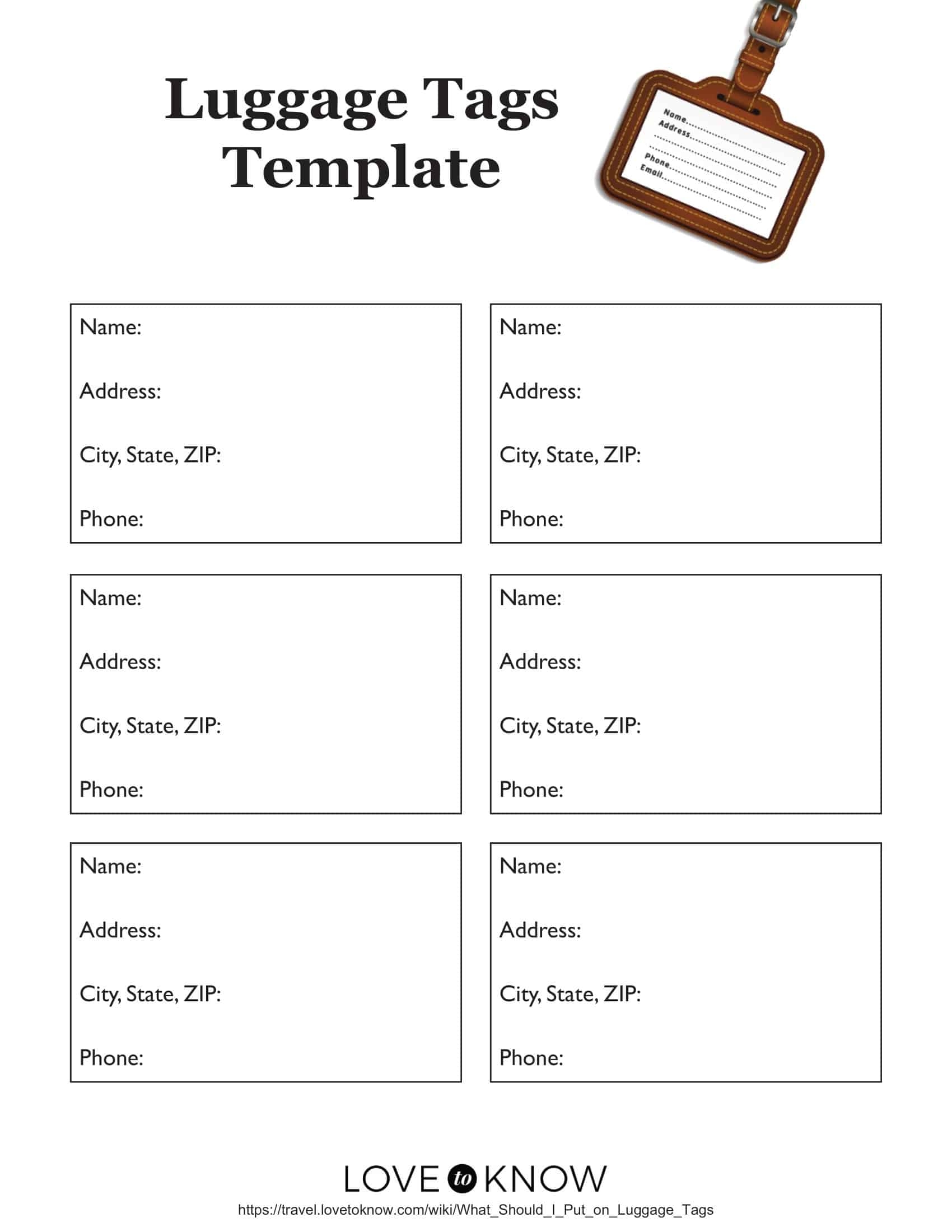 Free Printable Luggage Tag Templates PDF Word 