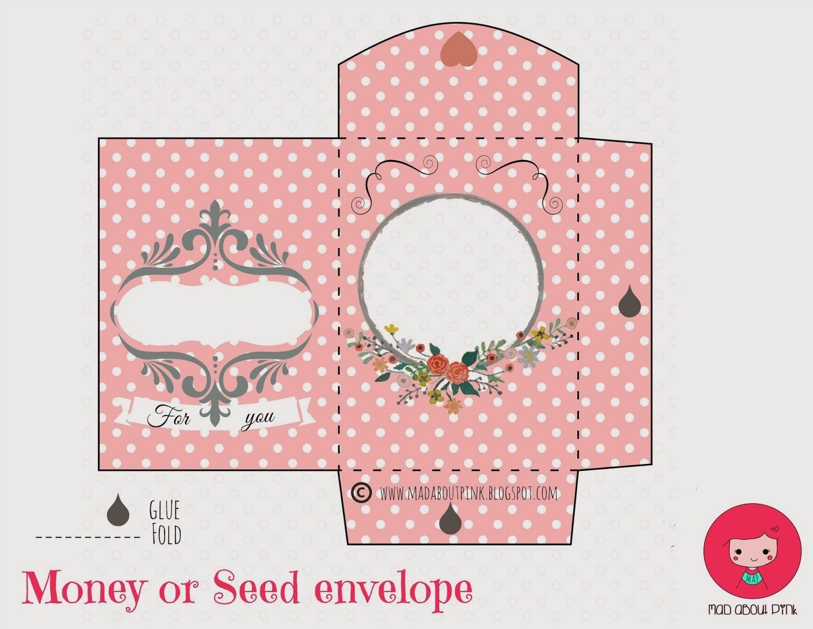 Free Printable Money Envelopes Mad About Pink Lovely Money Or Seed Envelope Free Printable Gift Card Holder Template Printable Gift Cards Gift Card Envelope