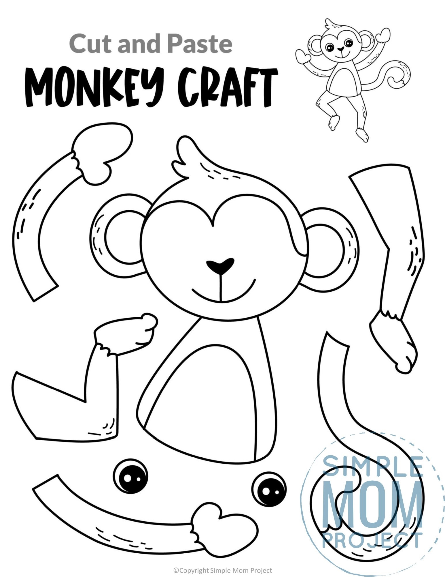 Free Printable Monkey Craft Template Simple Mom Project