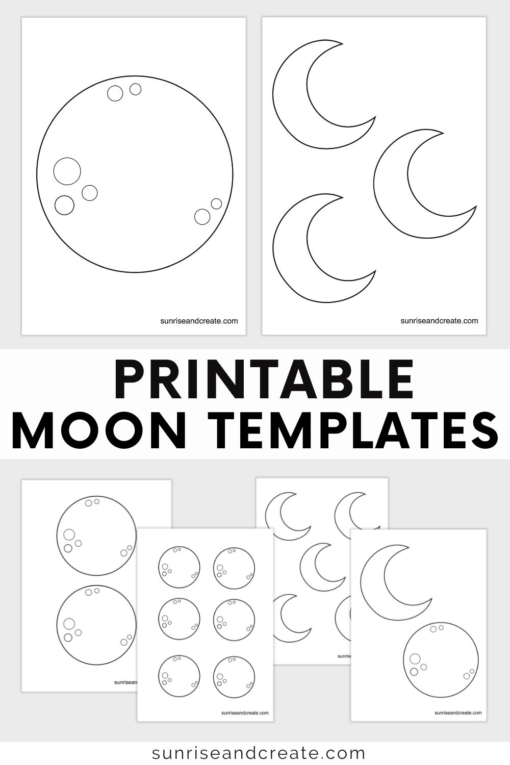 Free Printable Moon Templates Crescent Full Moons 