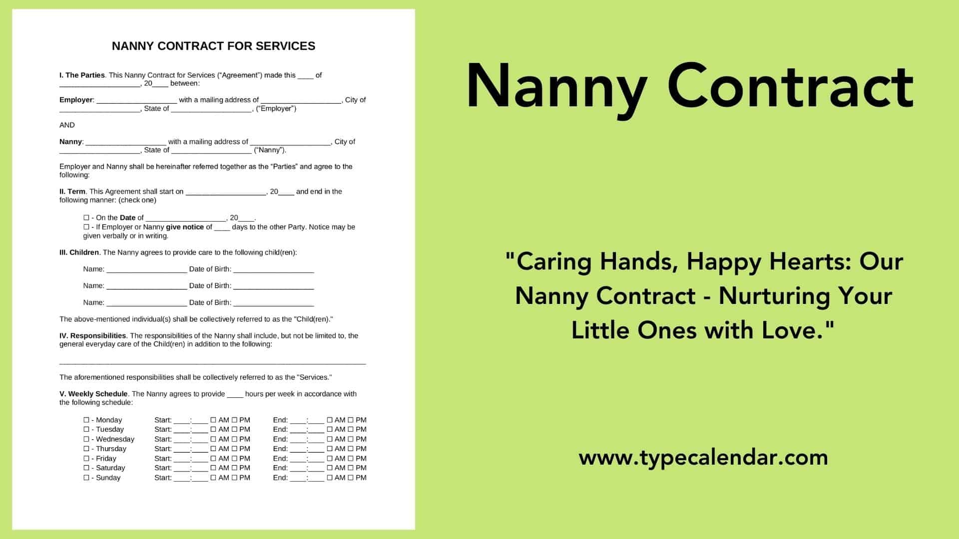 Printable Nanny Contract Template