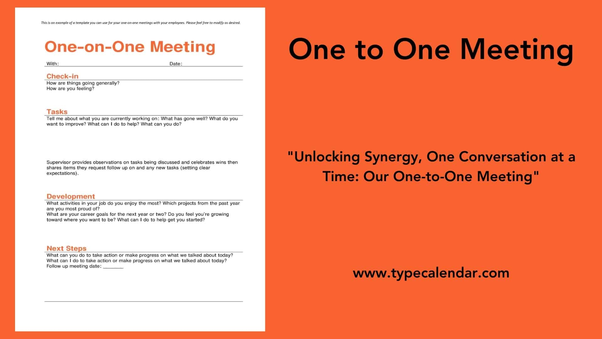 Printable One-On-One Meeting Template Excel