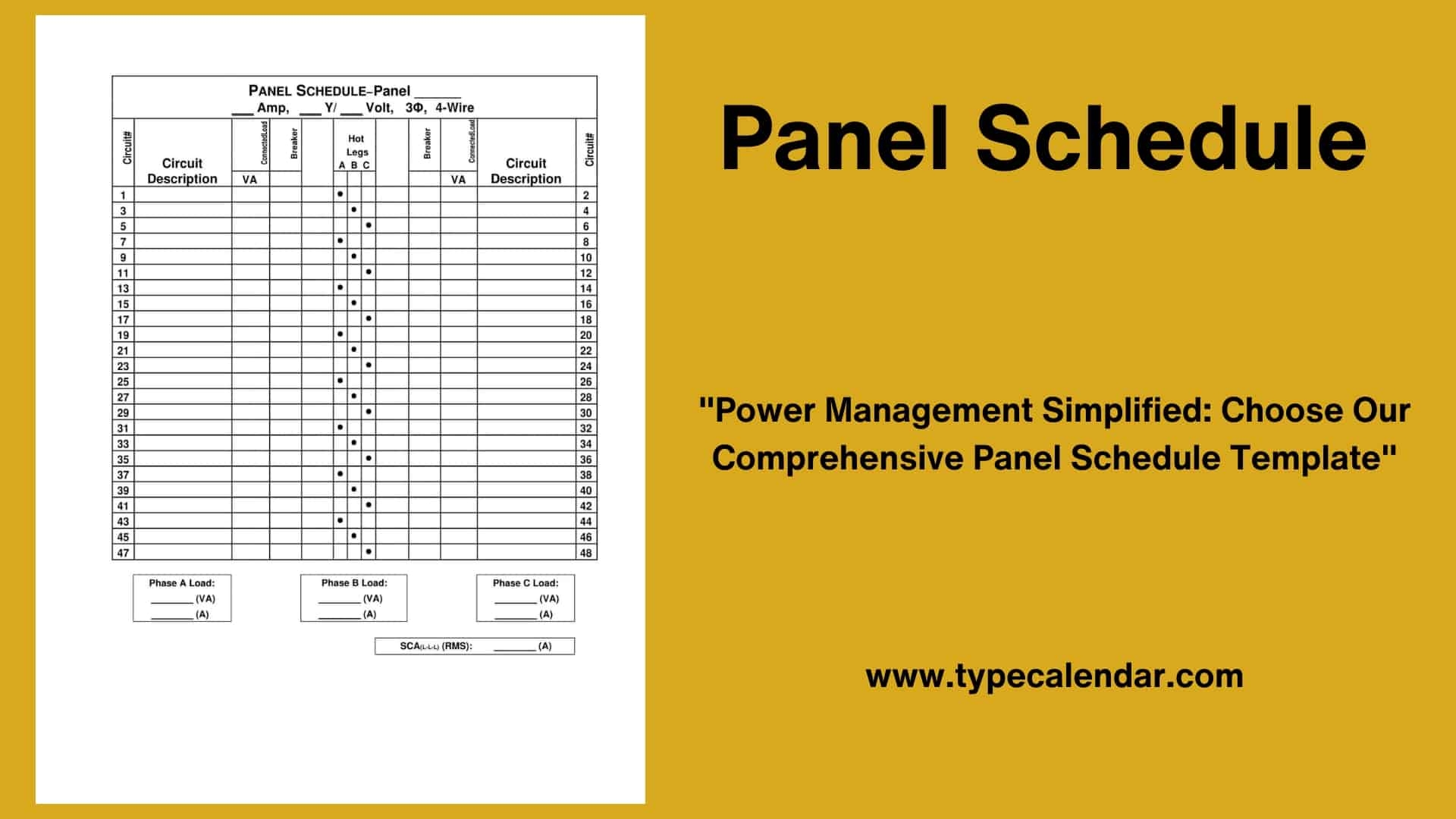 Printable Electrical Panel Schedule Template Excel