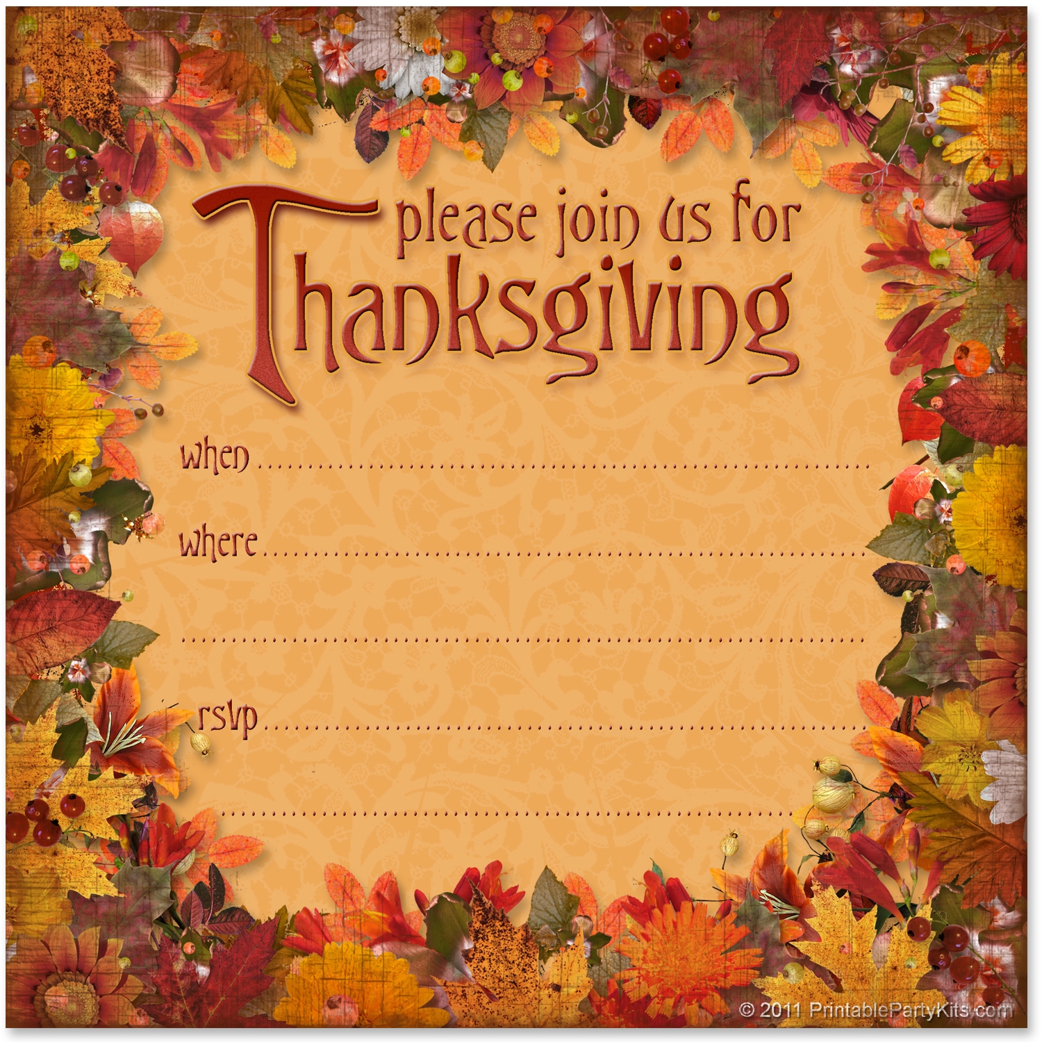 Free Printable Party Invitations Free Thanksgiving Dinner Announcement