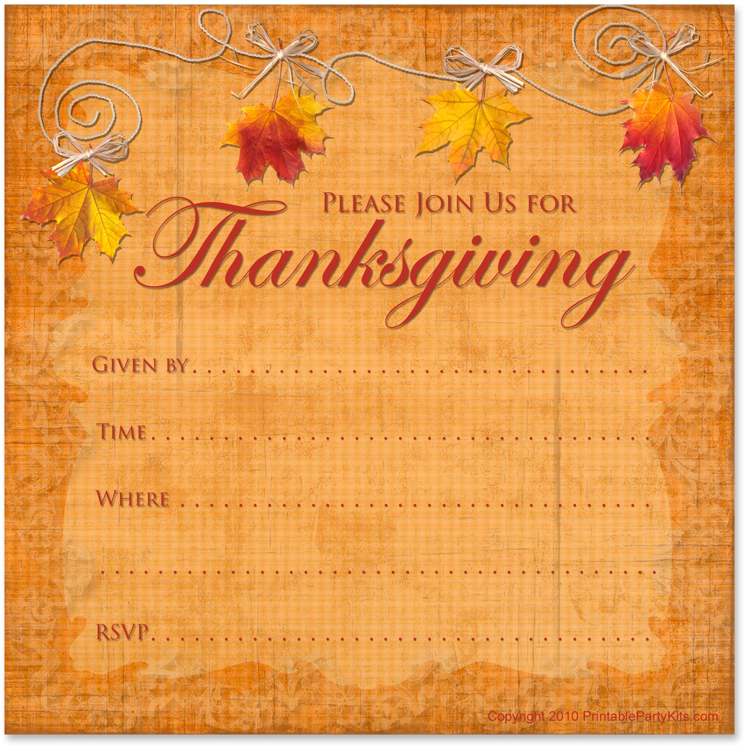 Printable Thanksgiving Invitations Templates