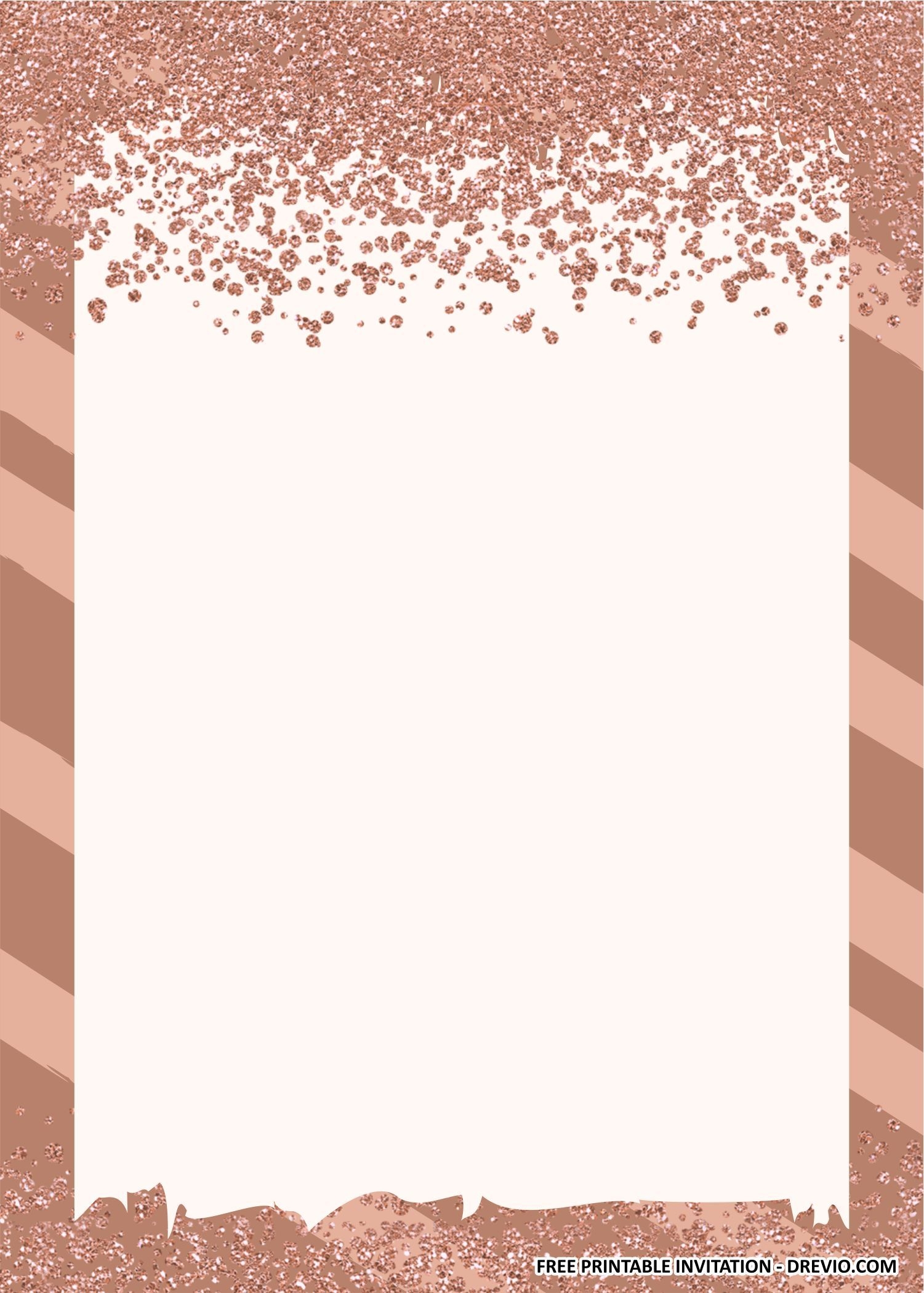 Printable Blank Rose Gold Invitation Template