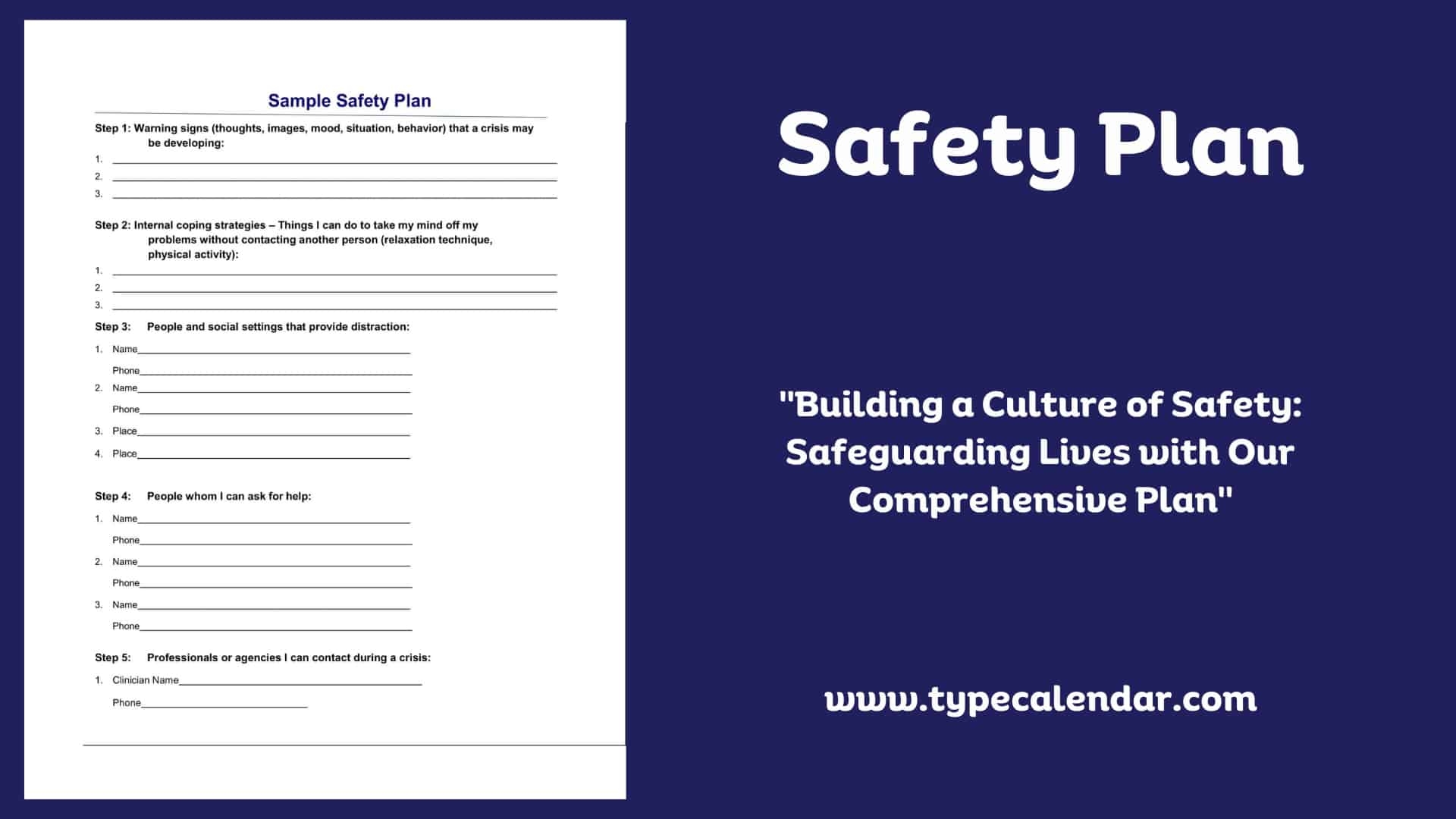 Free Printable Safety Plan Templates PDF Childrens Teens Students