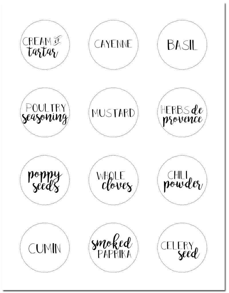 Printable Spice Label Template