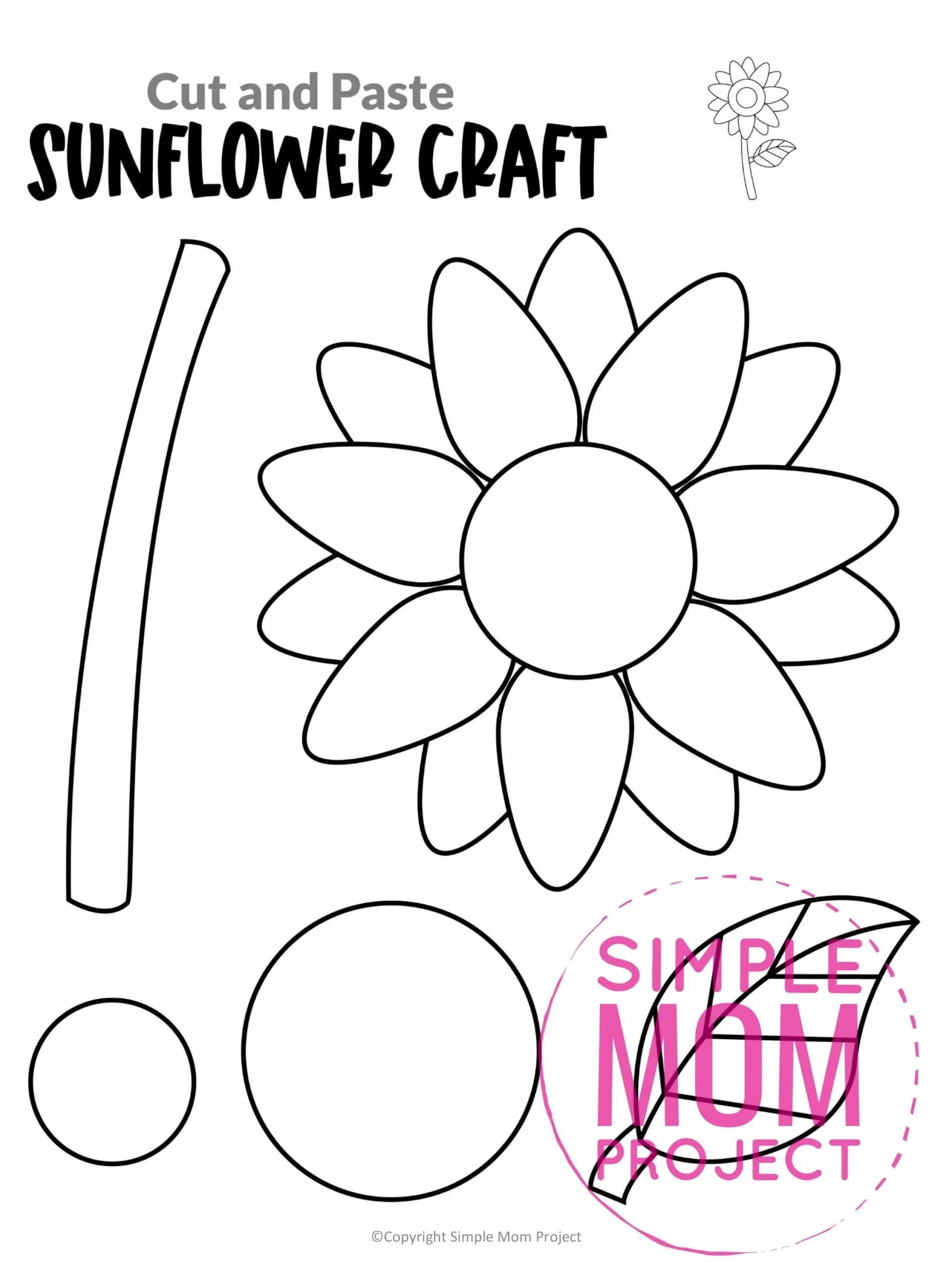 Free Printable Sunflower Craft Template Sunflower Crafts Sunflower Template Paper Sunflowers