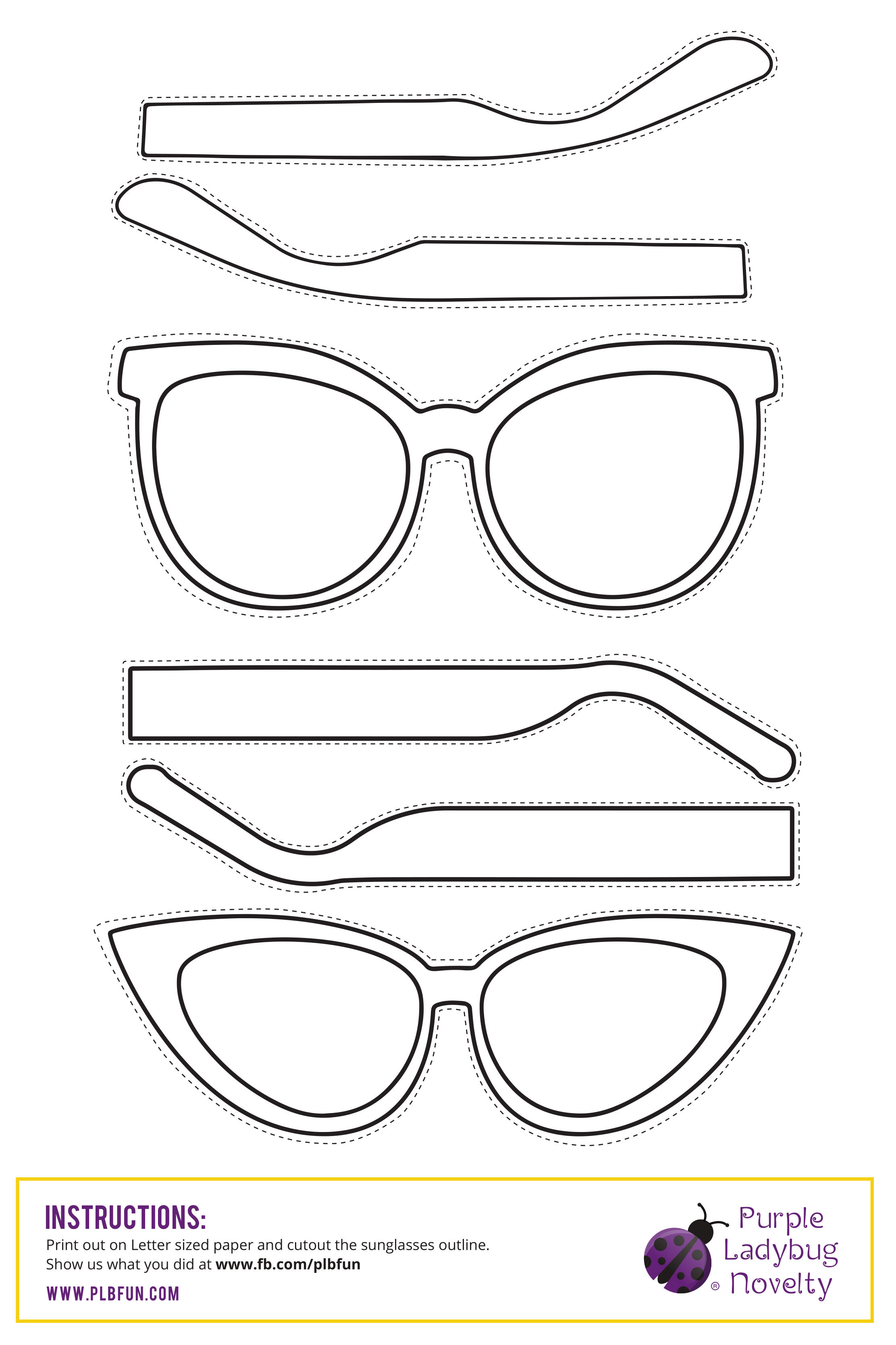 FREE PRINTABLE SUNGLASSES DAY Templates Printable Free Diy Glasses Purple Ladybugs