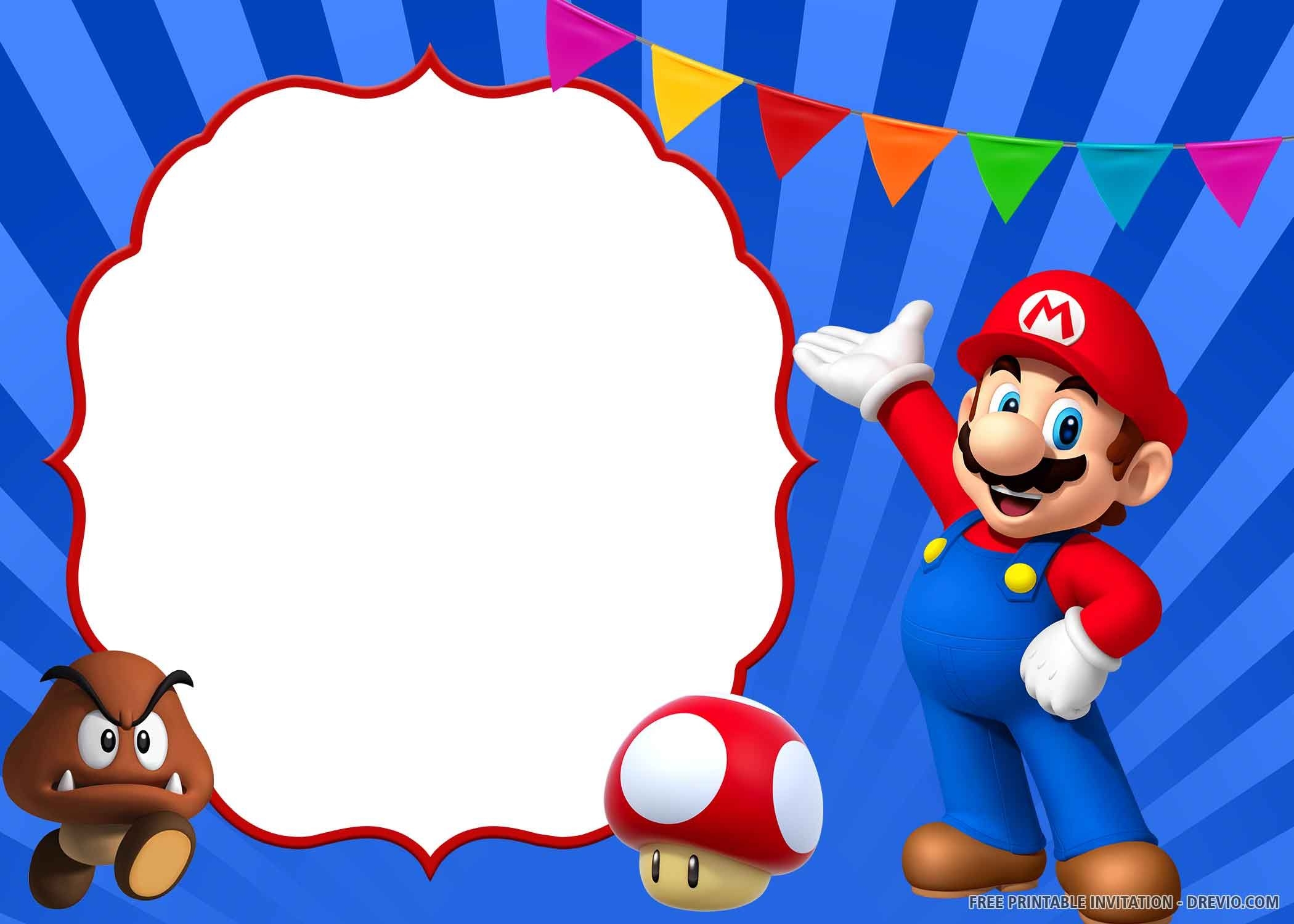 Printable Super Mario Invitations Template Free