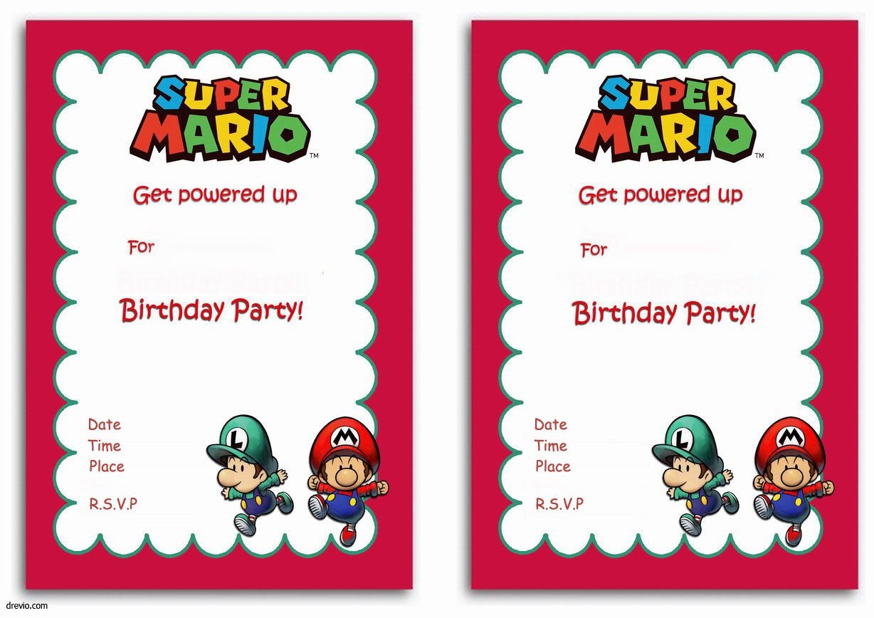 Free Printable Super Mario Bros Invitation Template Birthday Party Invitations Free Party Invite Template Super Mario Birthday