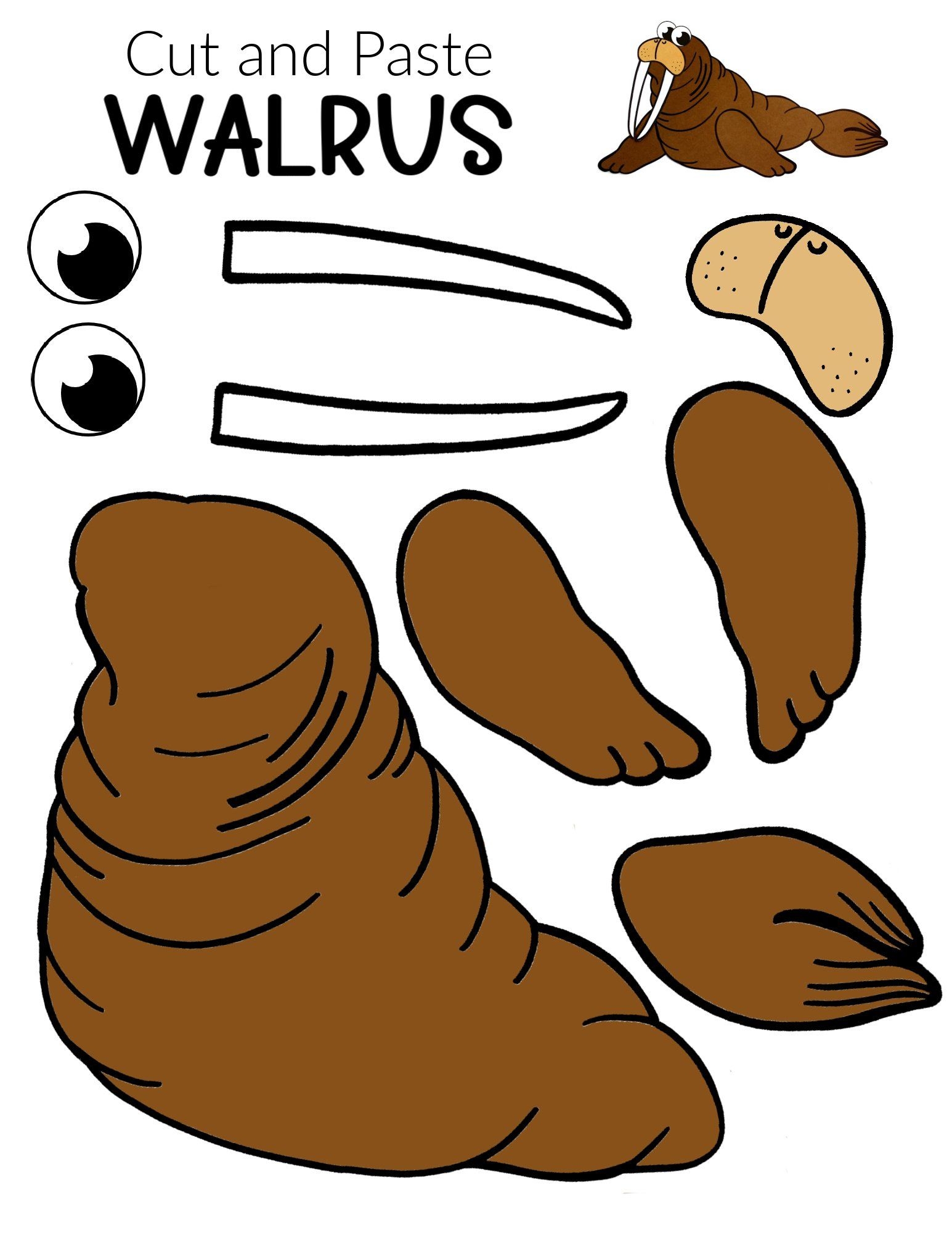 Free Printable Walrus Craft For Kids Arctic Animals Crafts Arctic Animals Animal Crafts