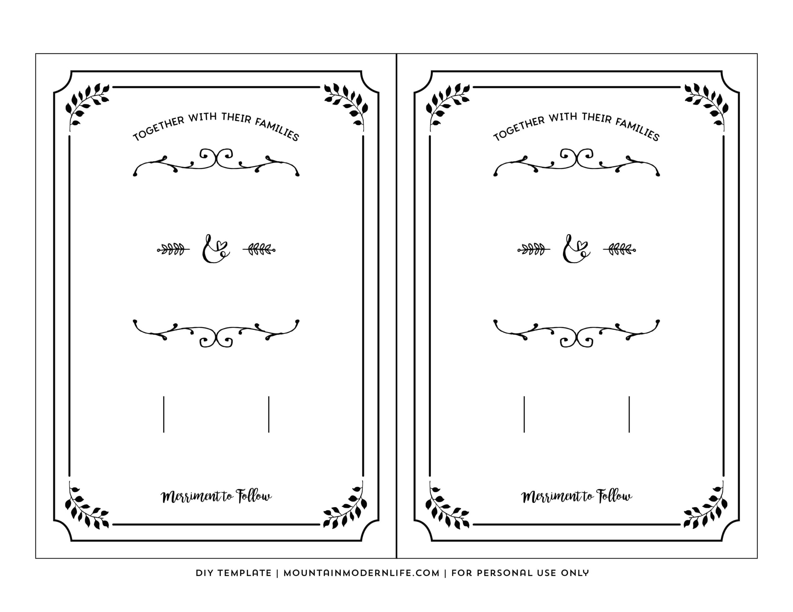 Free Wedding Printables Templates