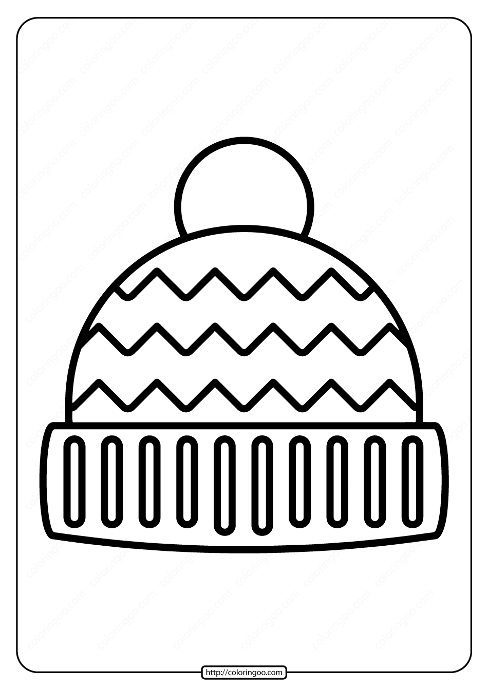 Free Printable Winter Hat Coloring Page