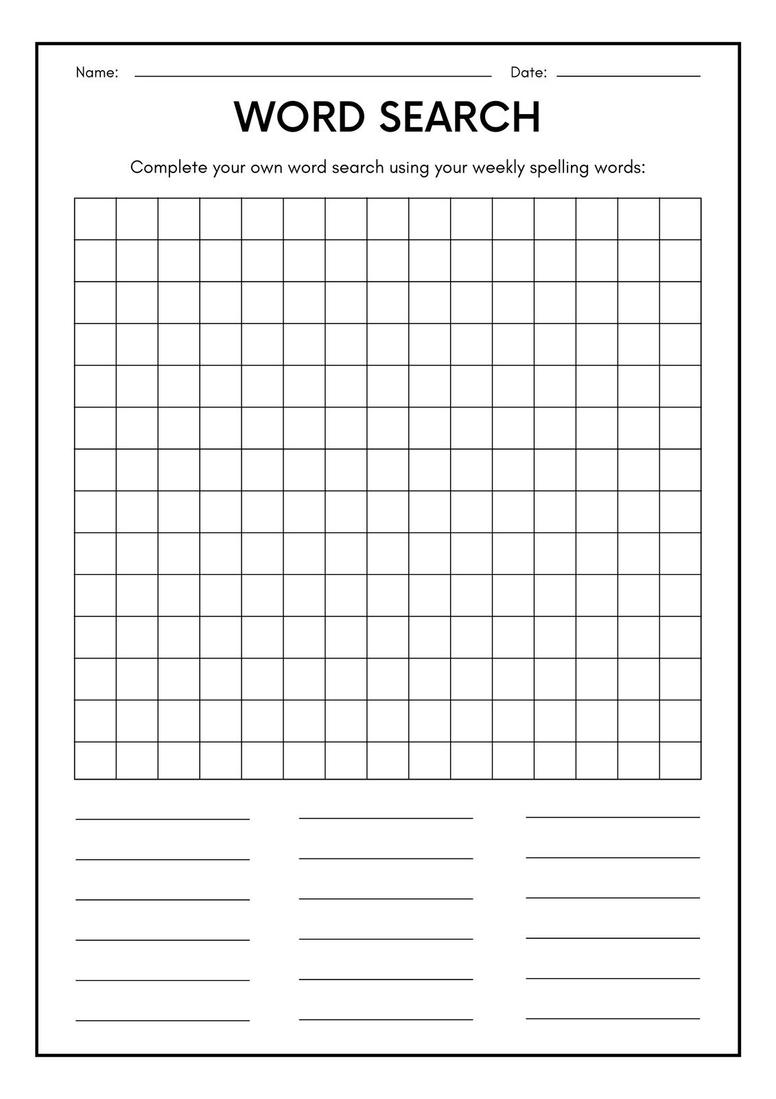 Free Printable Word Search Worksheet Templates Canva