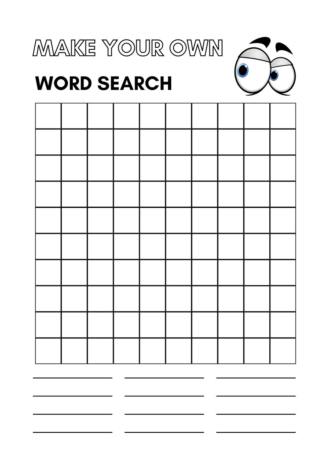 Word Search Template Printable