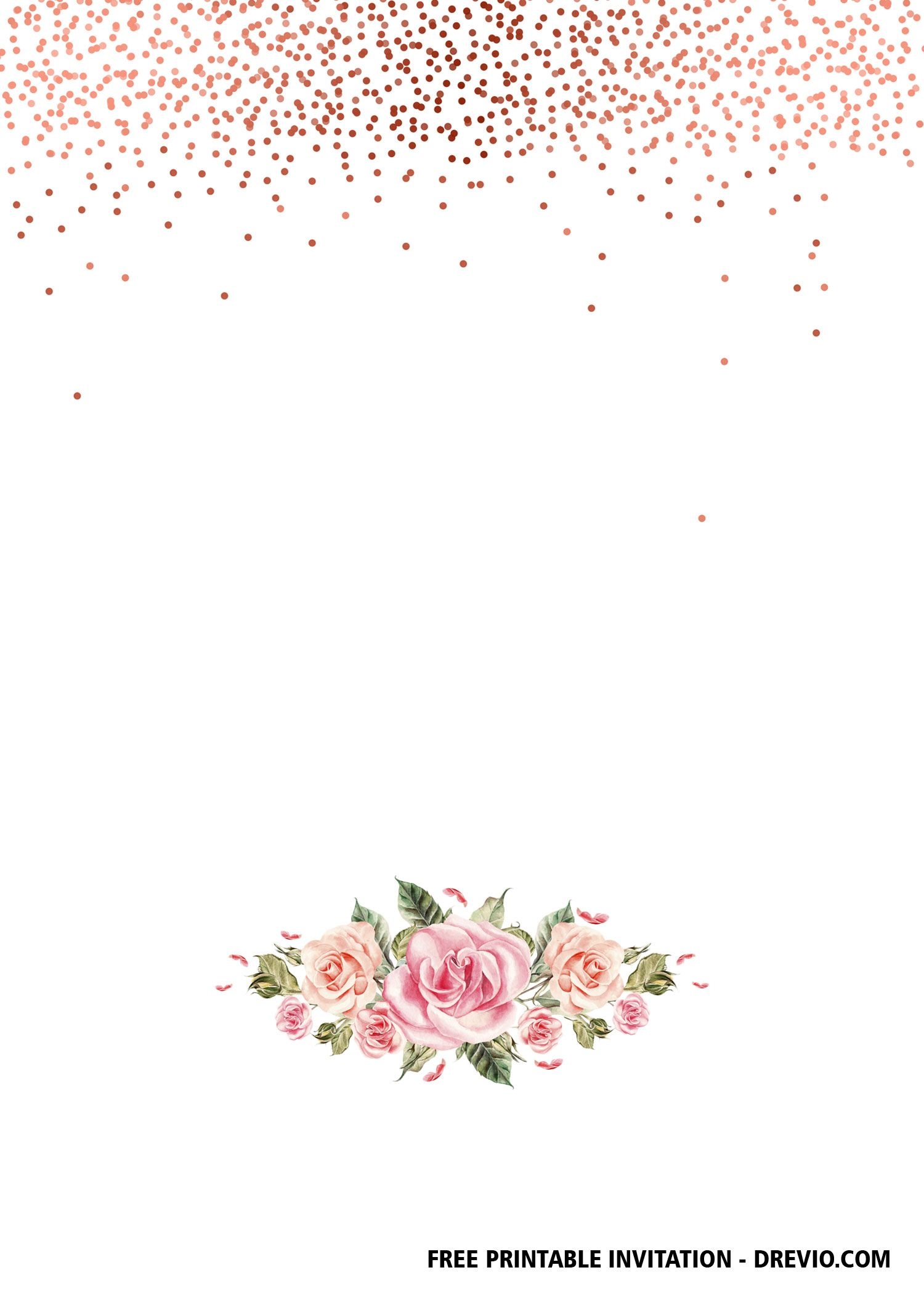 FREE Rose Gold Confetti Invitation Templates Rose Gold Invitations Gold Invitations Confetti Invitation