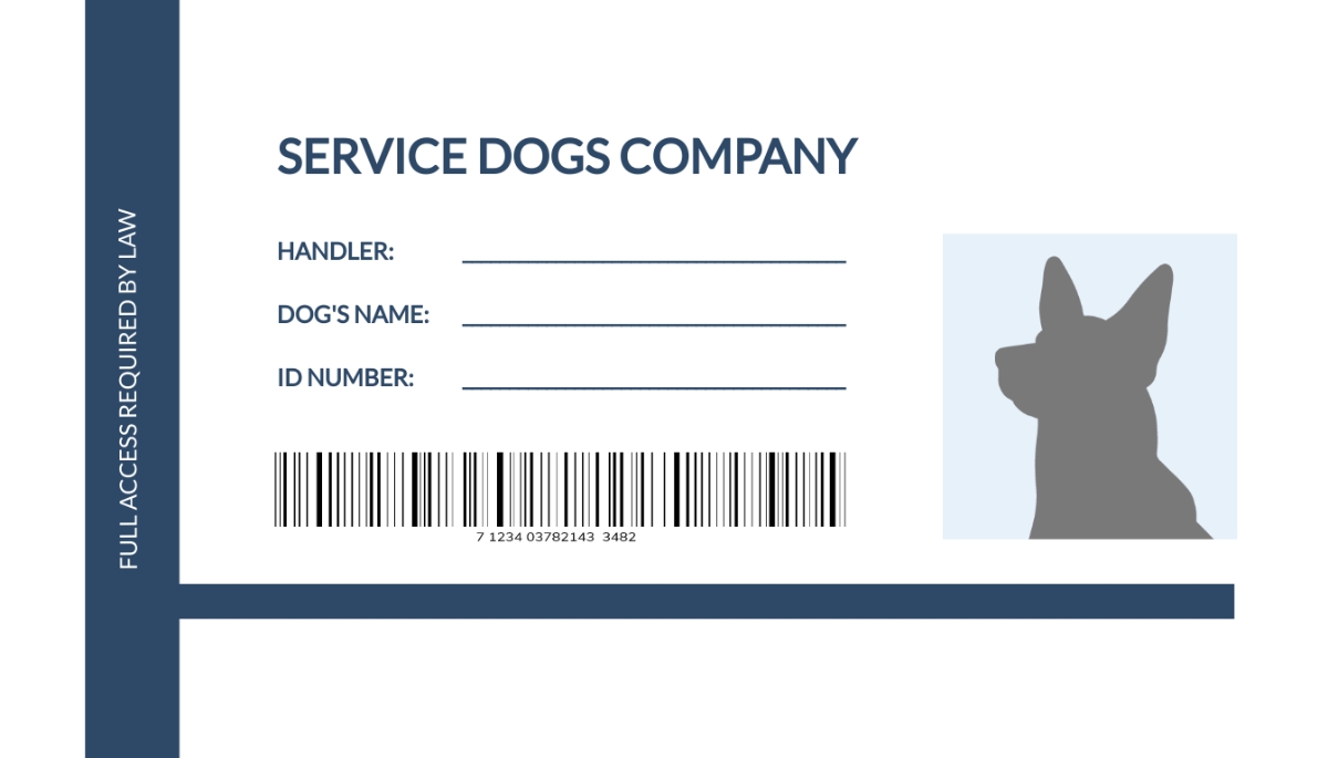 FREE Service Dog ID Card Templates Examples Edit Online Download Template