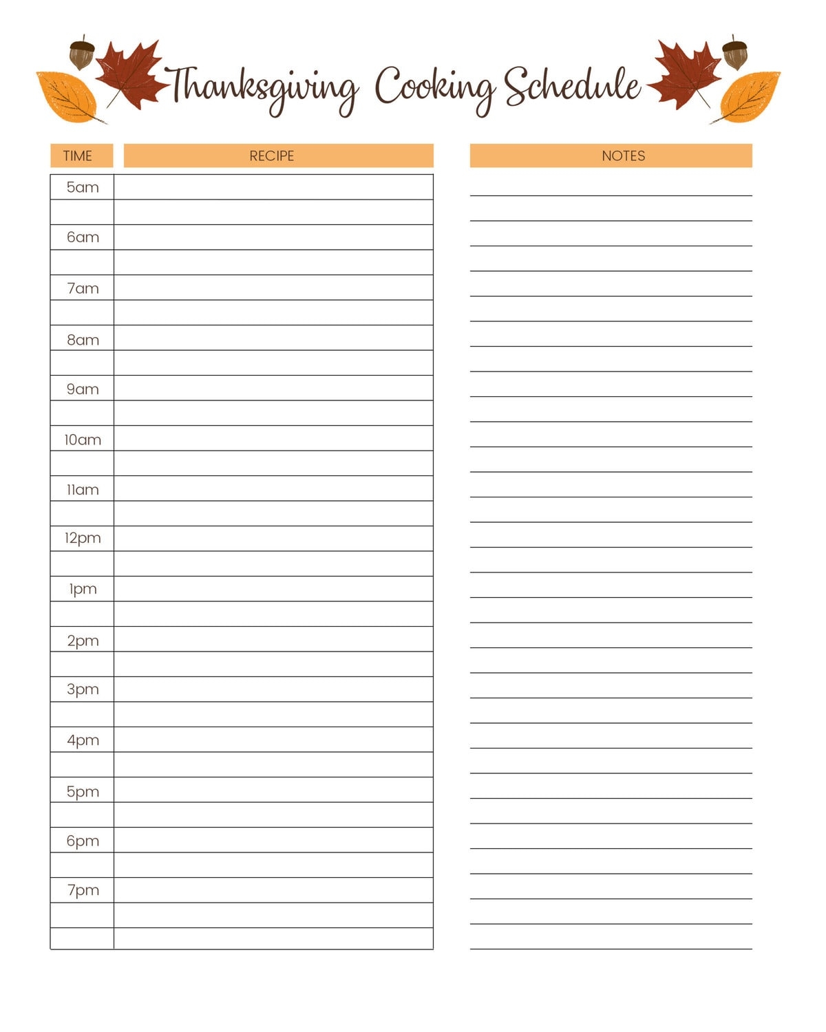 Free Printable Thanksgiving Menu Template