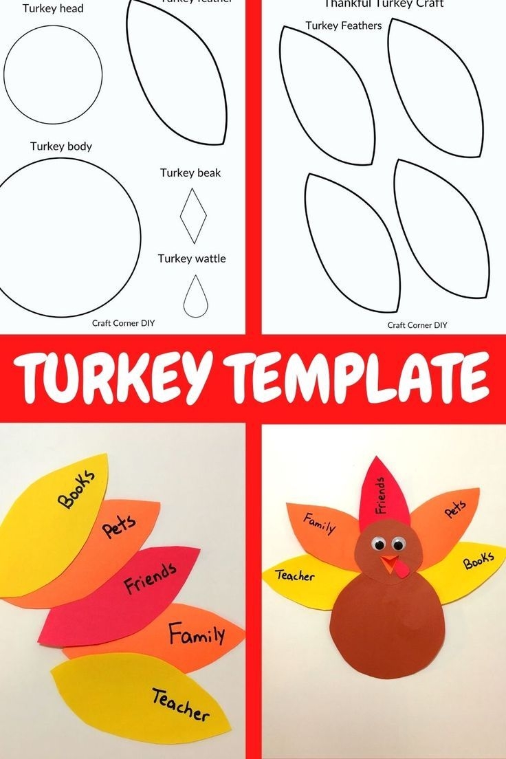 Free Turkey Template Kids Craft Turkey Crafts Kids Thanksgiving Crafts Preschool Thanksgiving Activities For Kids