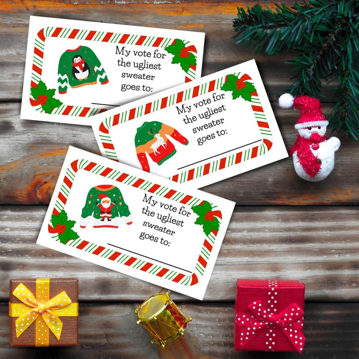 Free Ugly Christmas Sweater Voting Ballots printable Pdf Games And Gatherings
